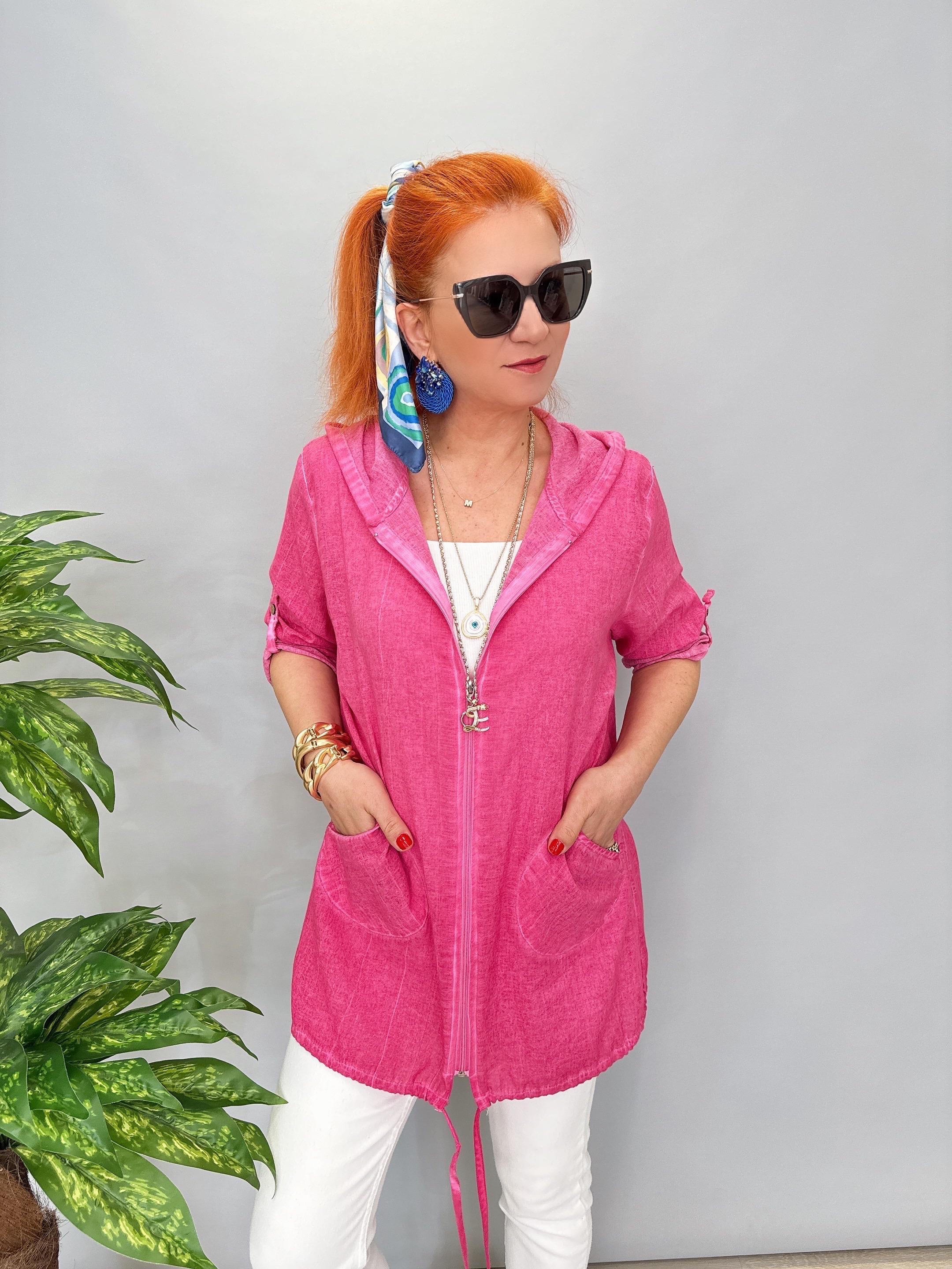 2519 PAMUKLU MEVSİMLİK İNCE CEKET PEMBE