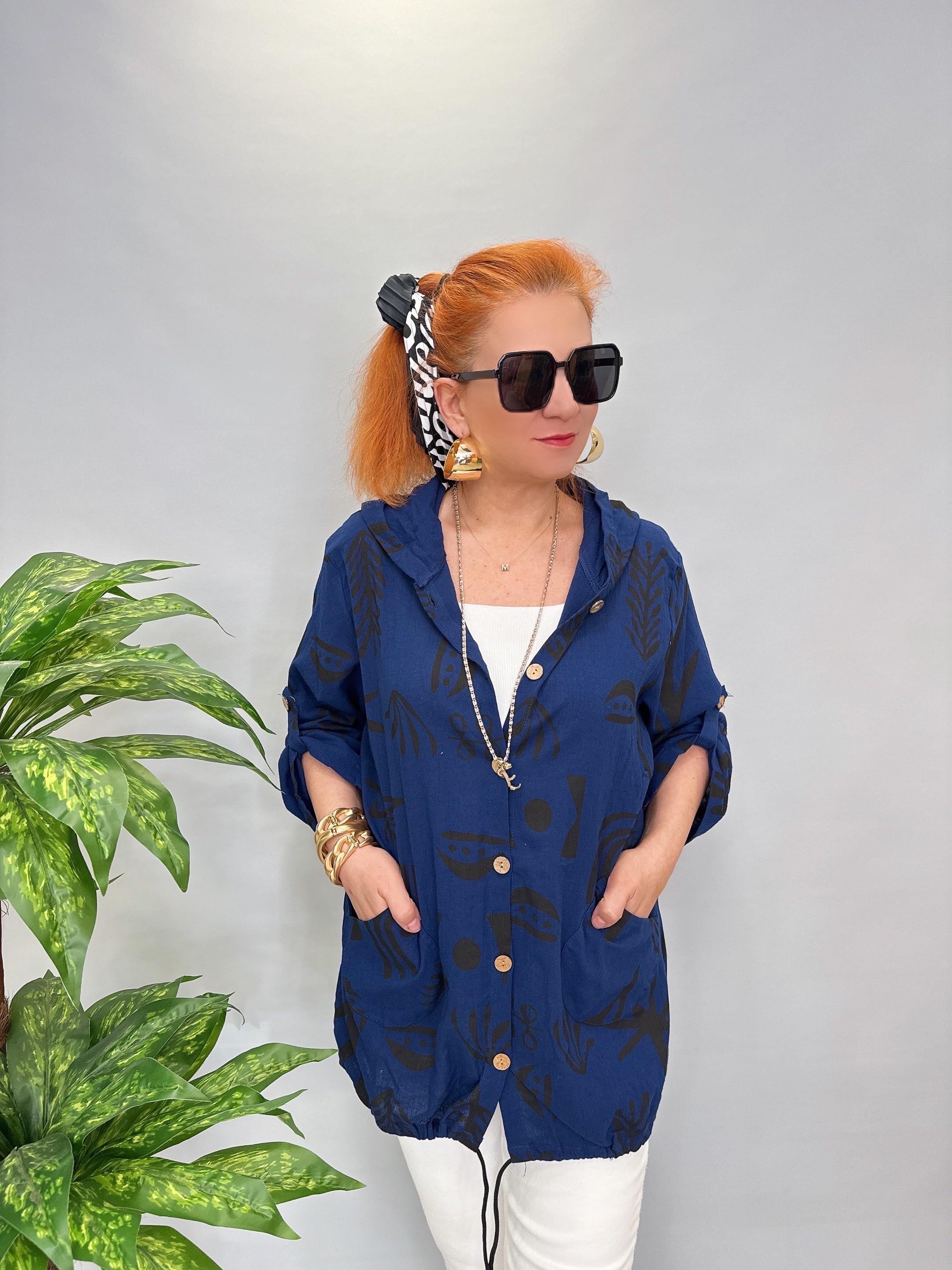 2519 PAMUKLU MEVSİMLİK İNCE CEKET SAKS MAVİ