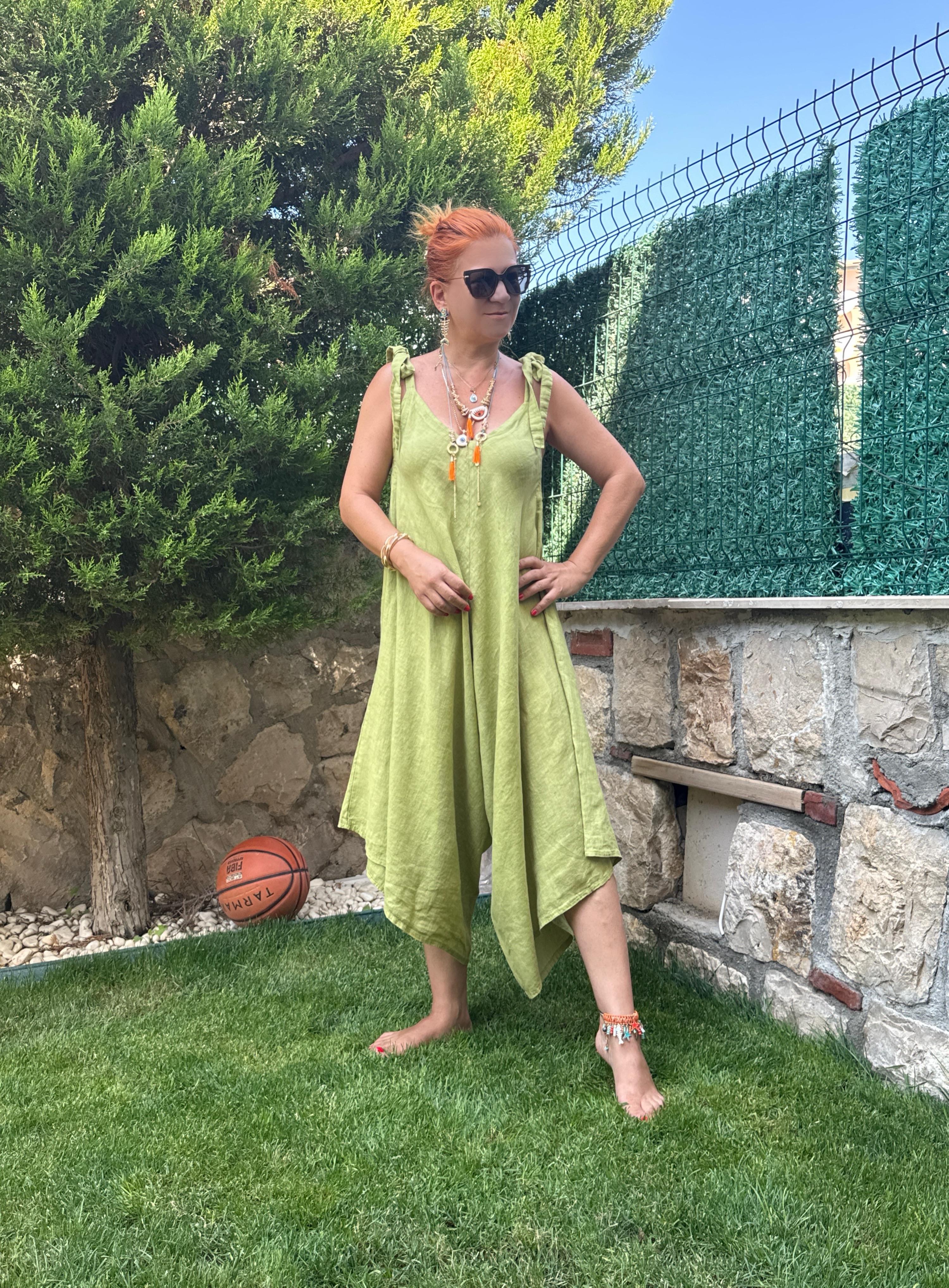 2560 Italyan Keten Tulum Yeşil