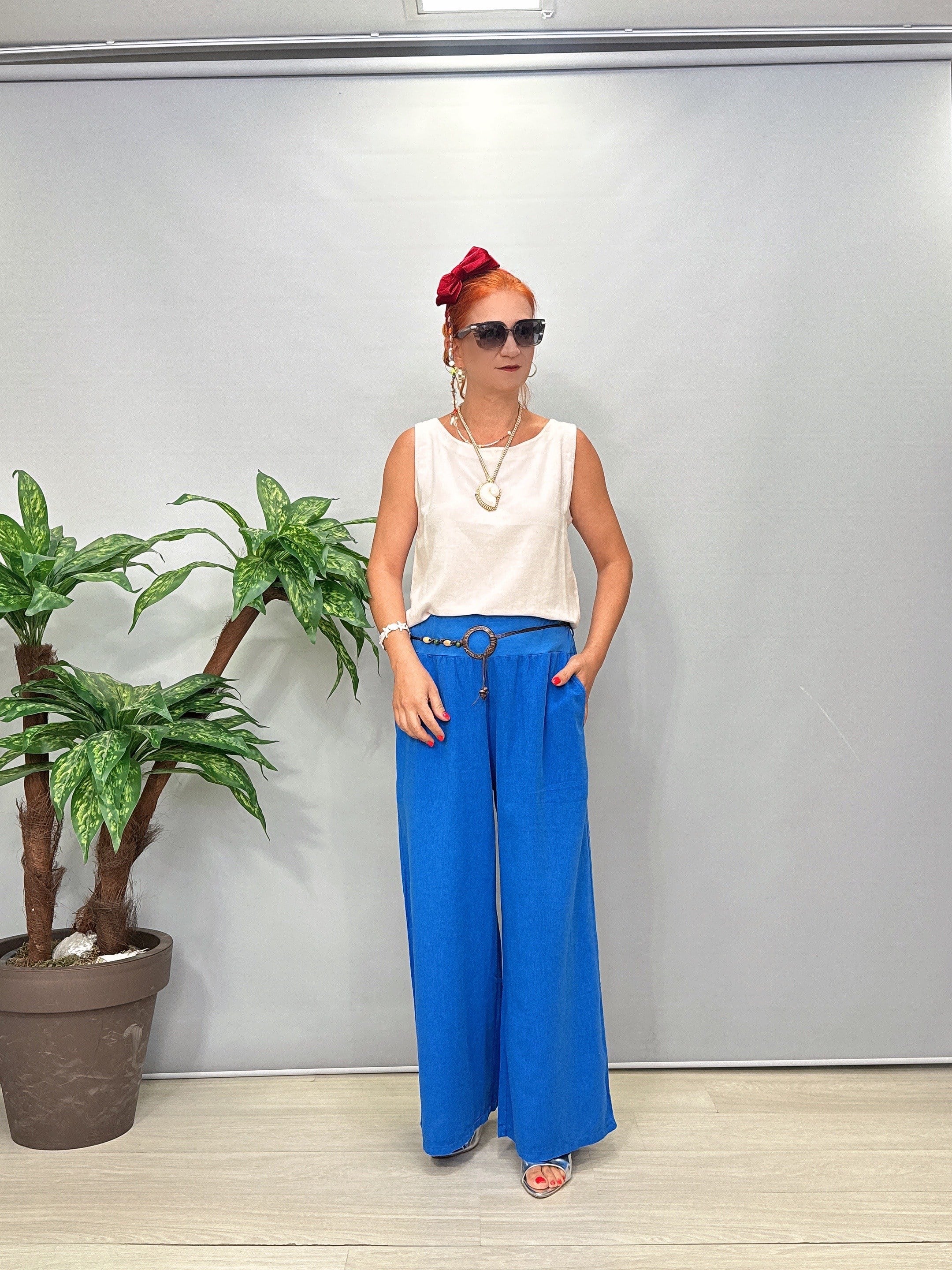 2608 Pamuklu Pantolon Saks Mavi