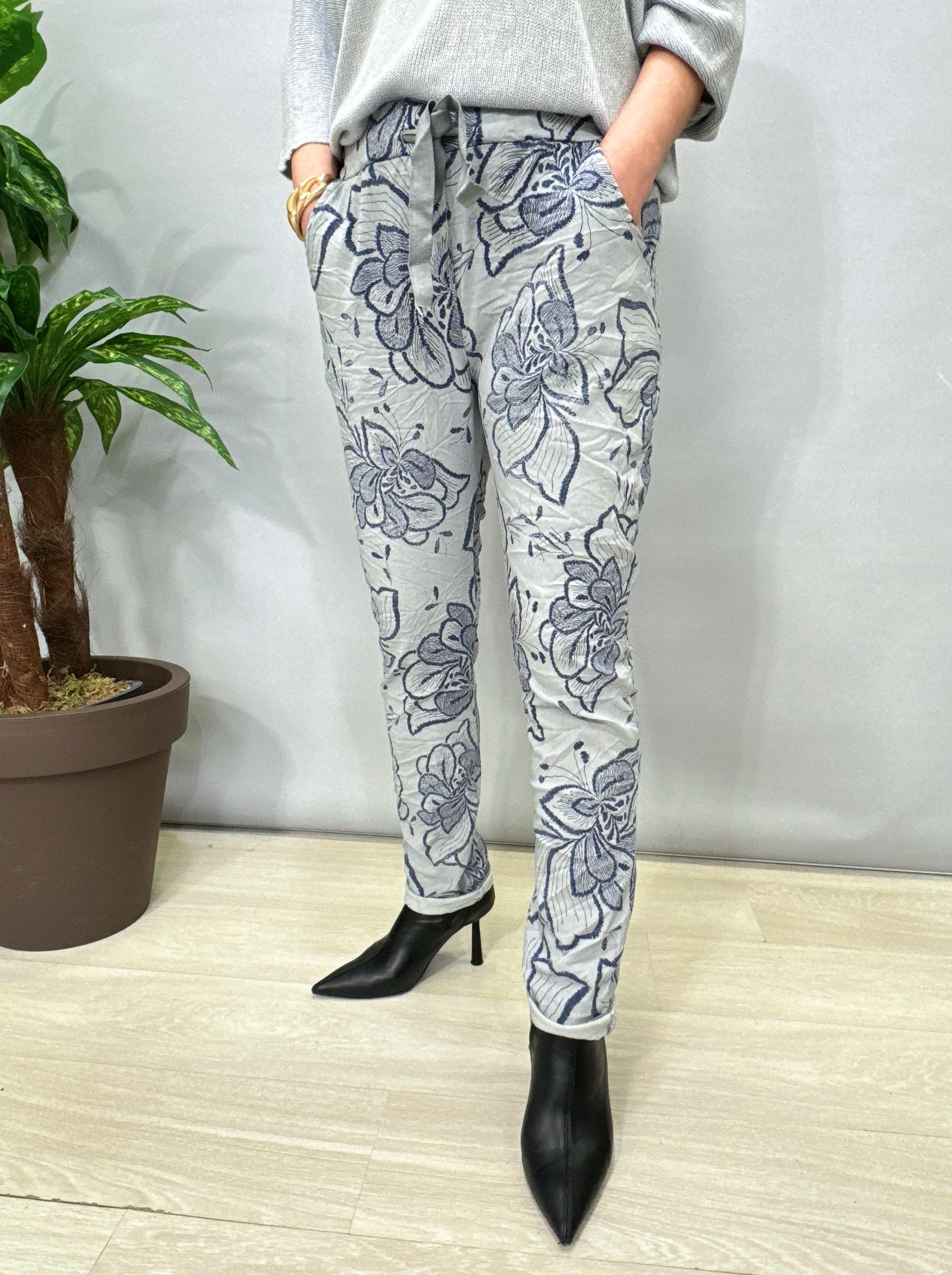 2625 Italyan Desenli Pantolon Gri