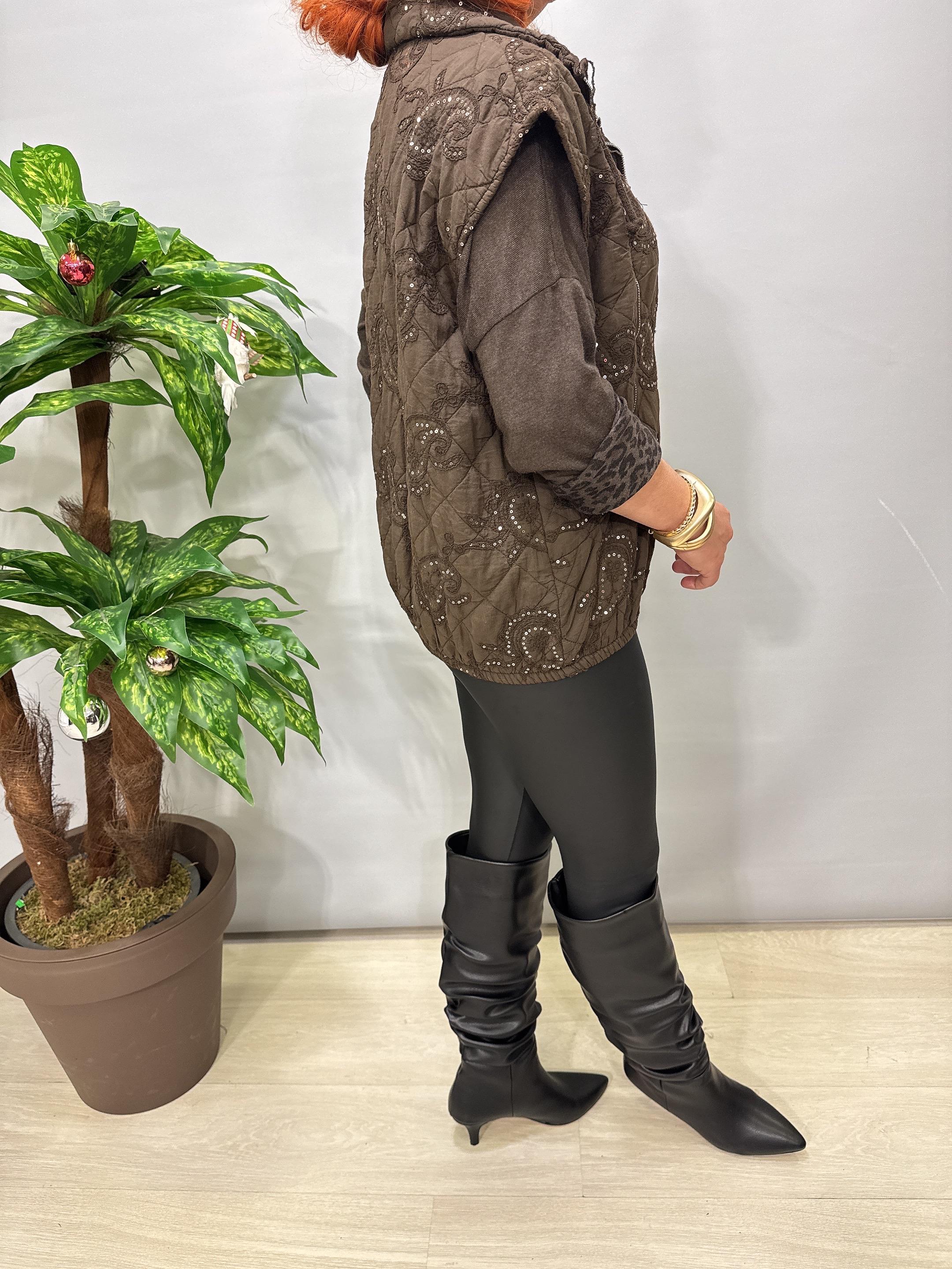 2626 Italyan Payet Detay Yelek Acı Kahve