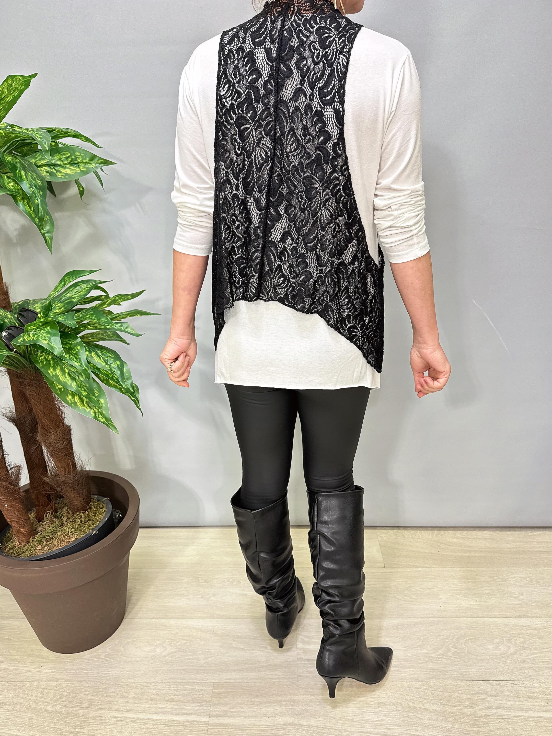 2628 Dantelli yelek  Takım Ekru