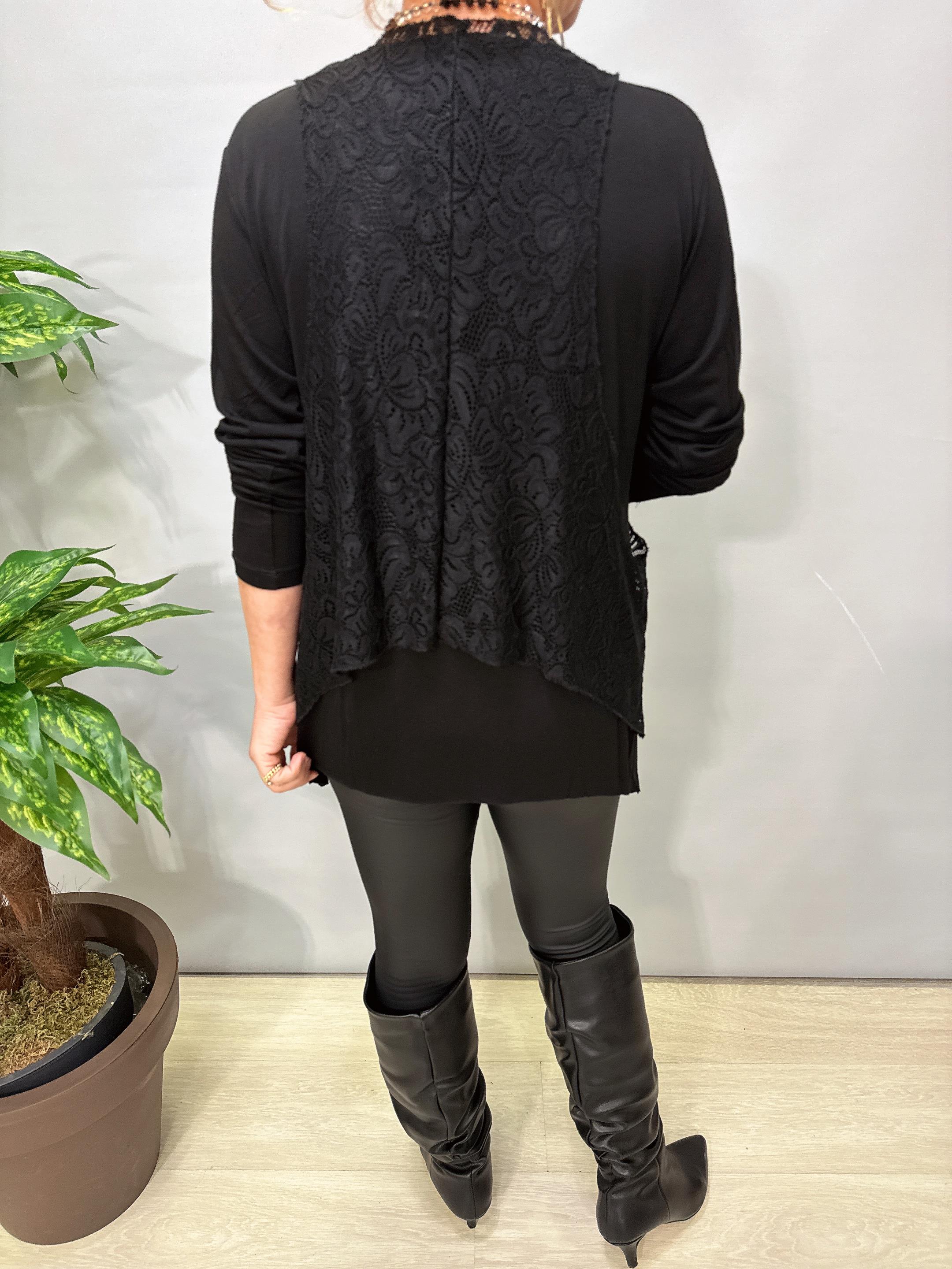 2628 Dantelli yelek  Takım Siyah