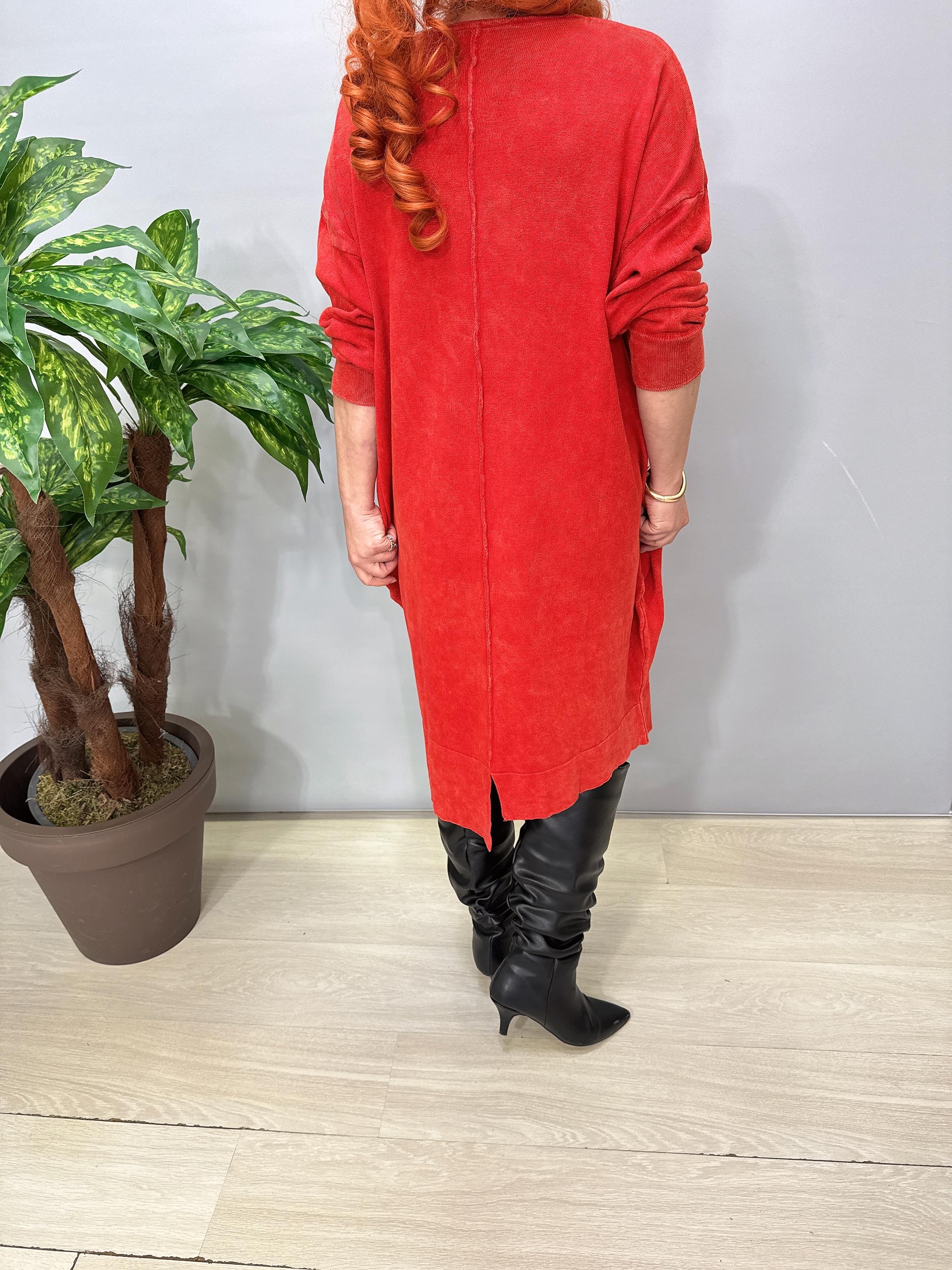 2630 Tasarım Pamuklu Elbise Kırmızı