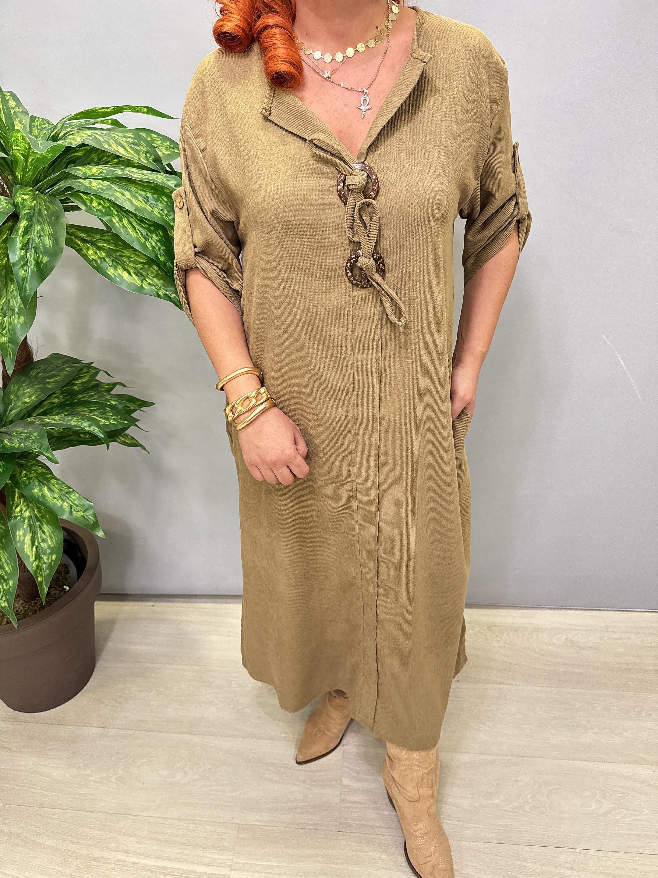 2648 Şönil Kadife Elbise Yağ Yeşili