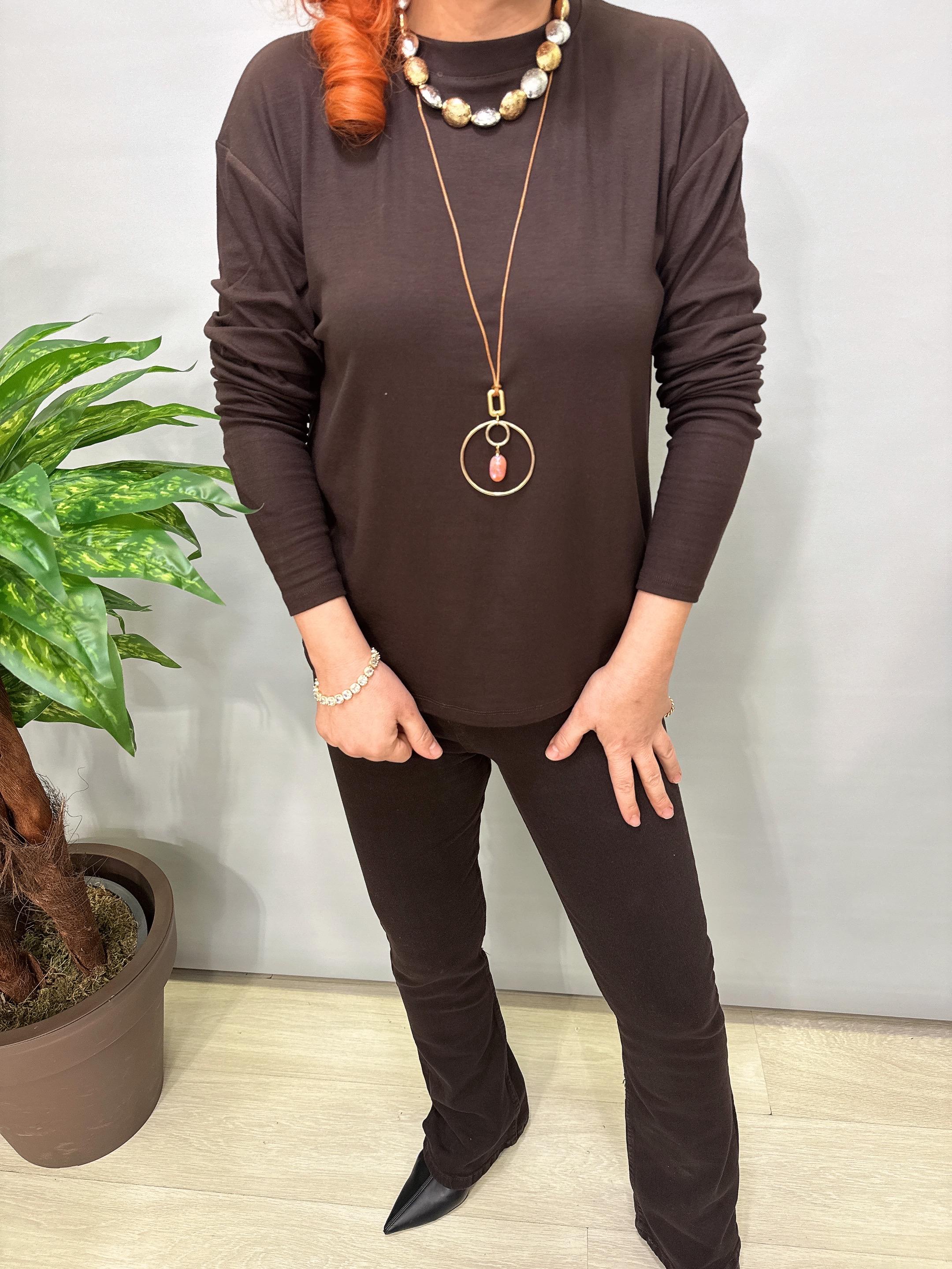 2650 1 Beden Küçük Alınız Modal Basic Bluz Acı Kahve