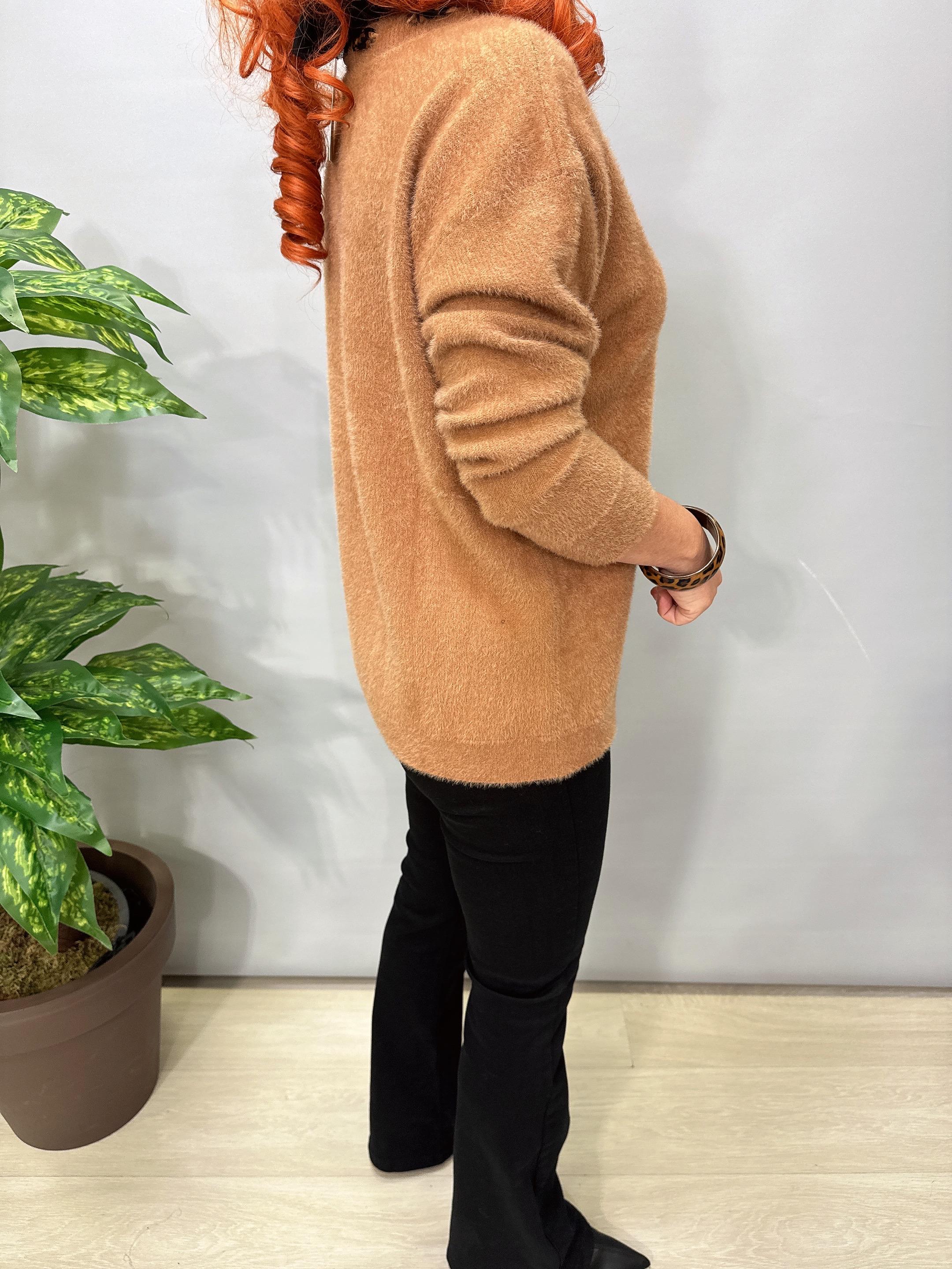 2652 Angora Triko Bluz Camel 