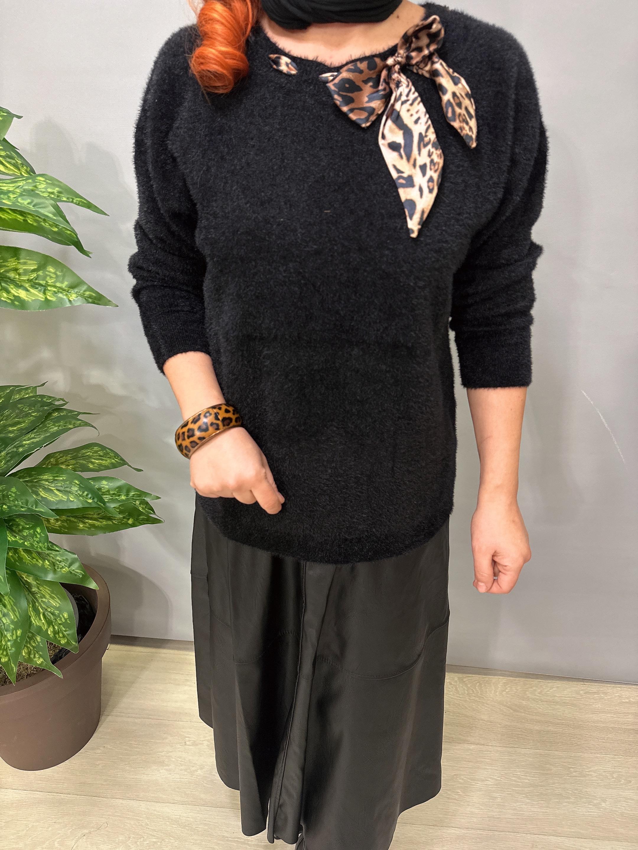 2652 Angora Triko Bluz Siyah