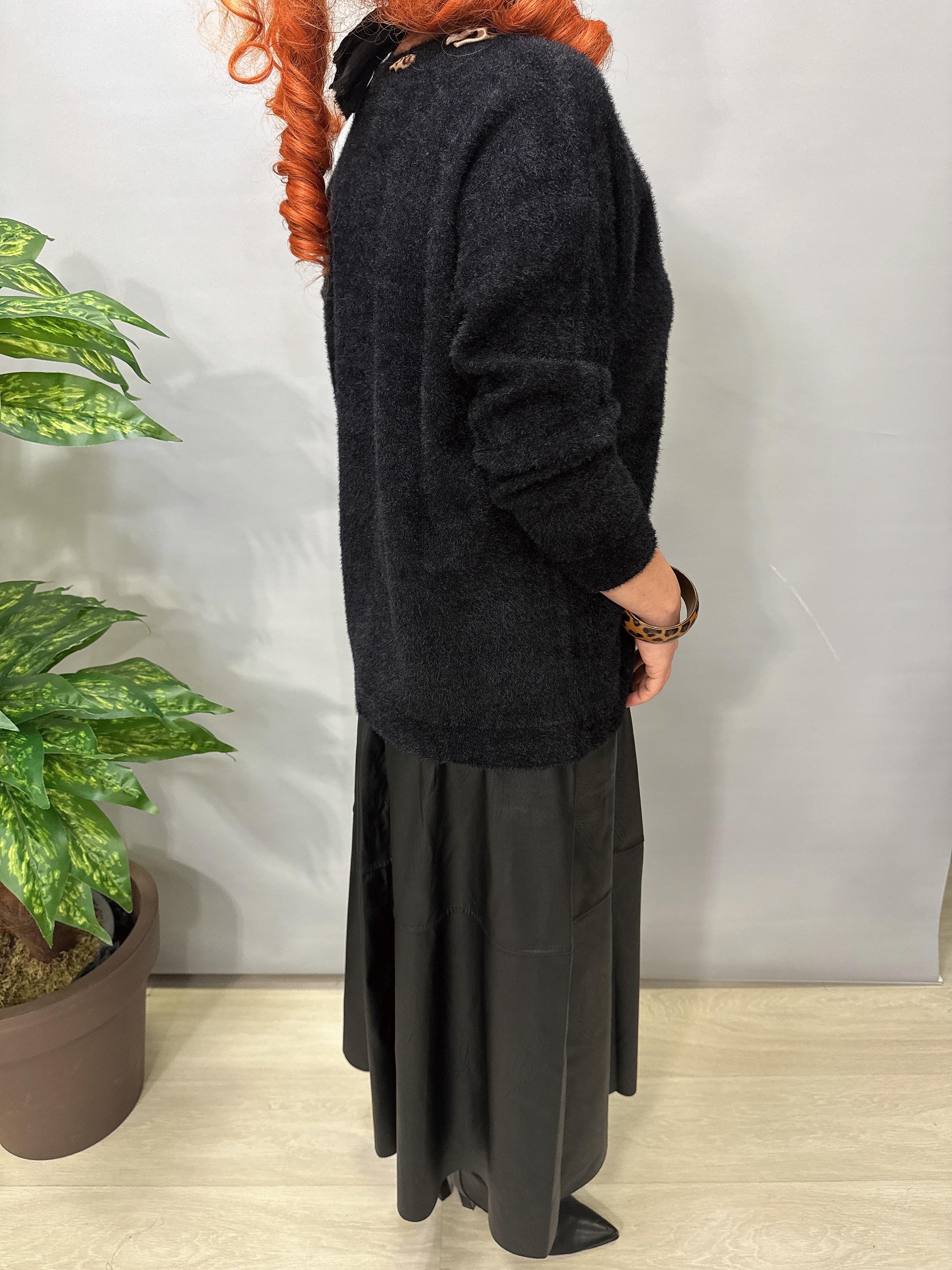 2652 Angora Triko Bluz Siyah