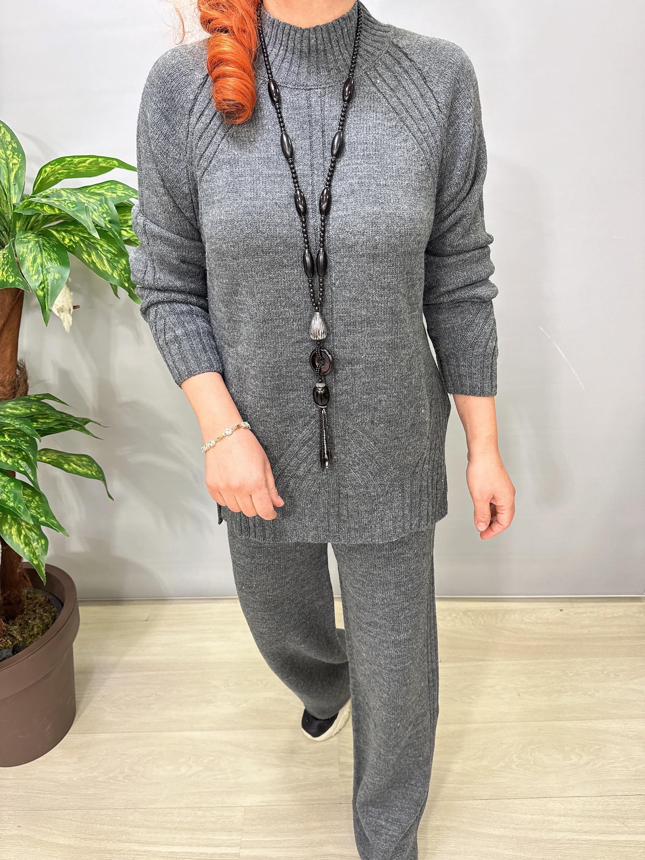 2666 Yarım Balıkçı Yaka Triko Takım Gri