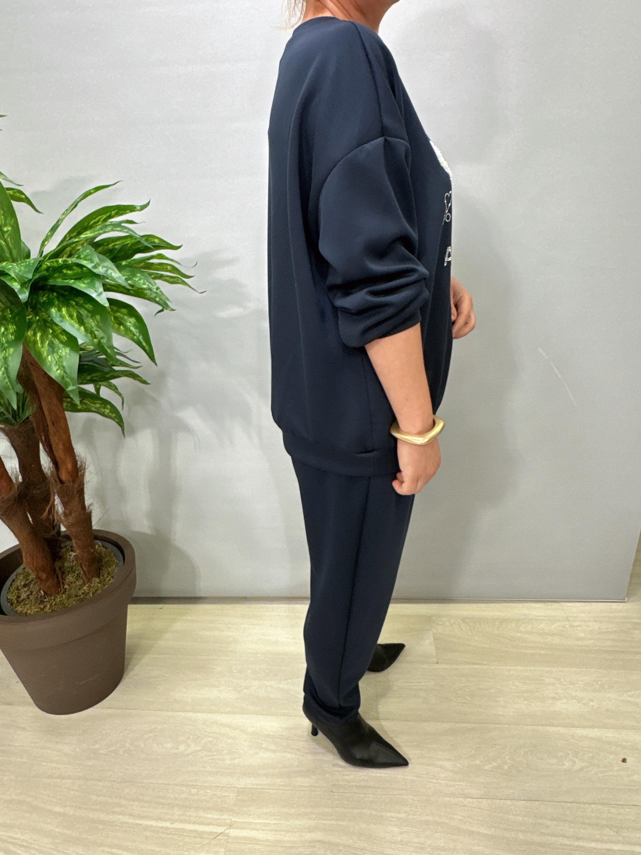 2675 Modal Doku Desenli Takım Lacivert 