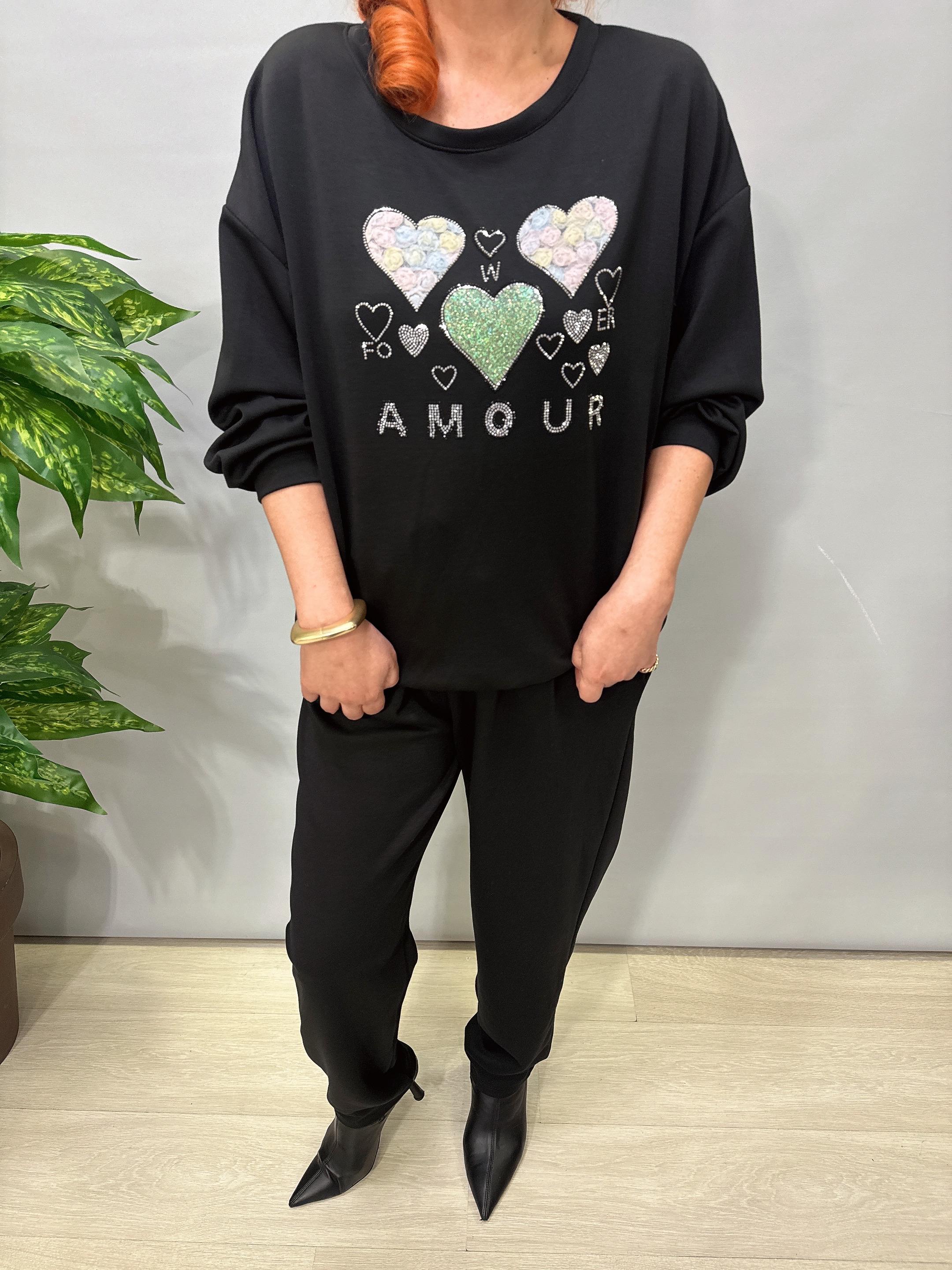 2675 Modal Doku Desenli Takım Siyah