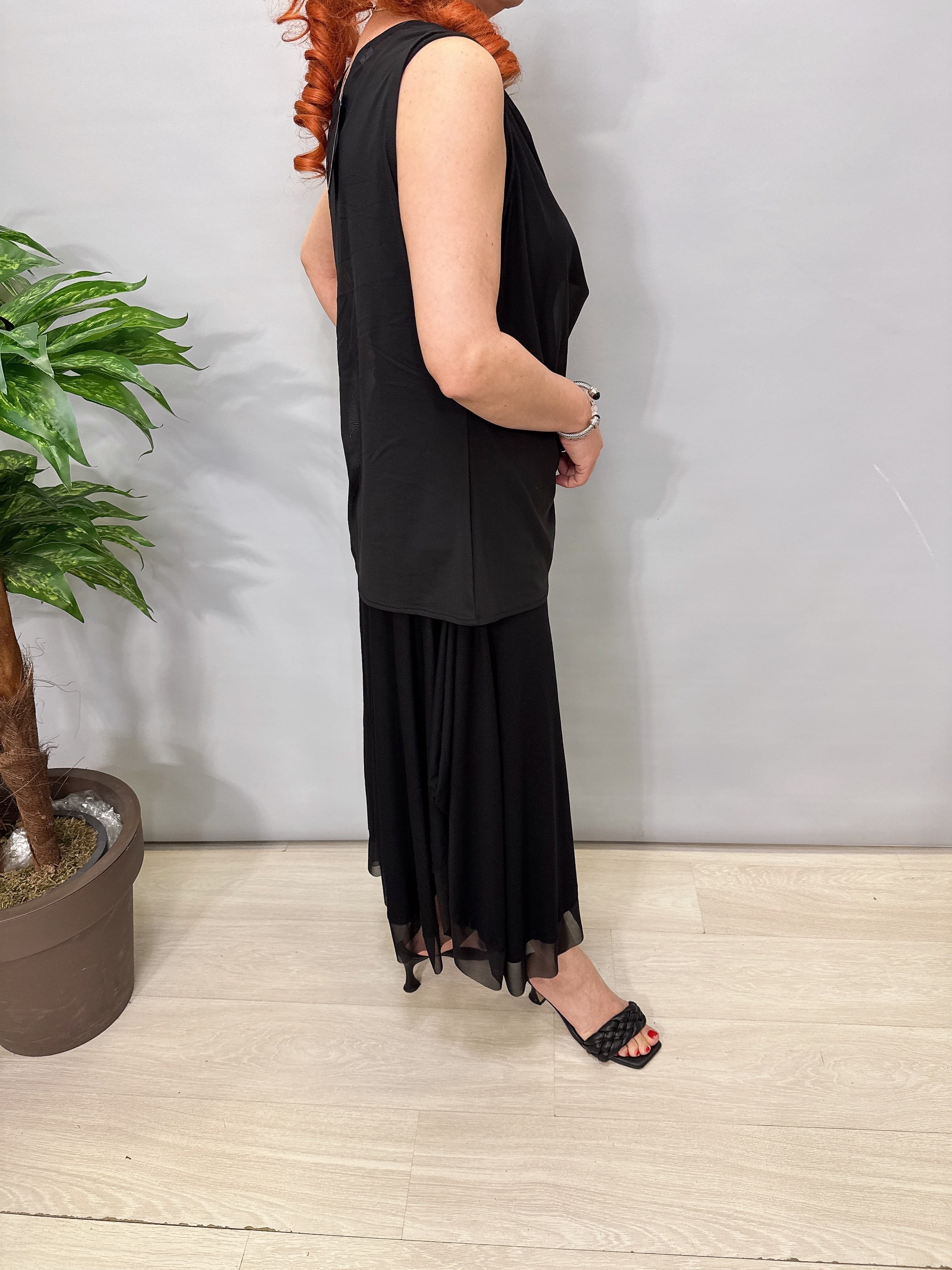 2686 Degaje Yaka Tül Bluz Siyah