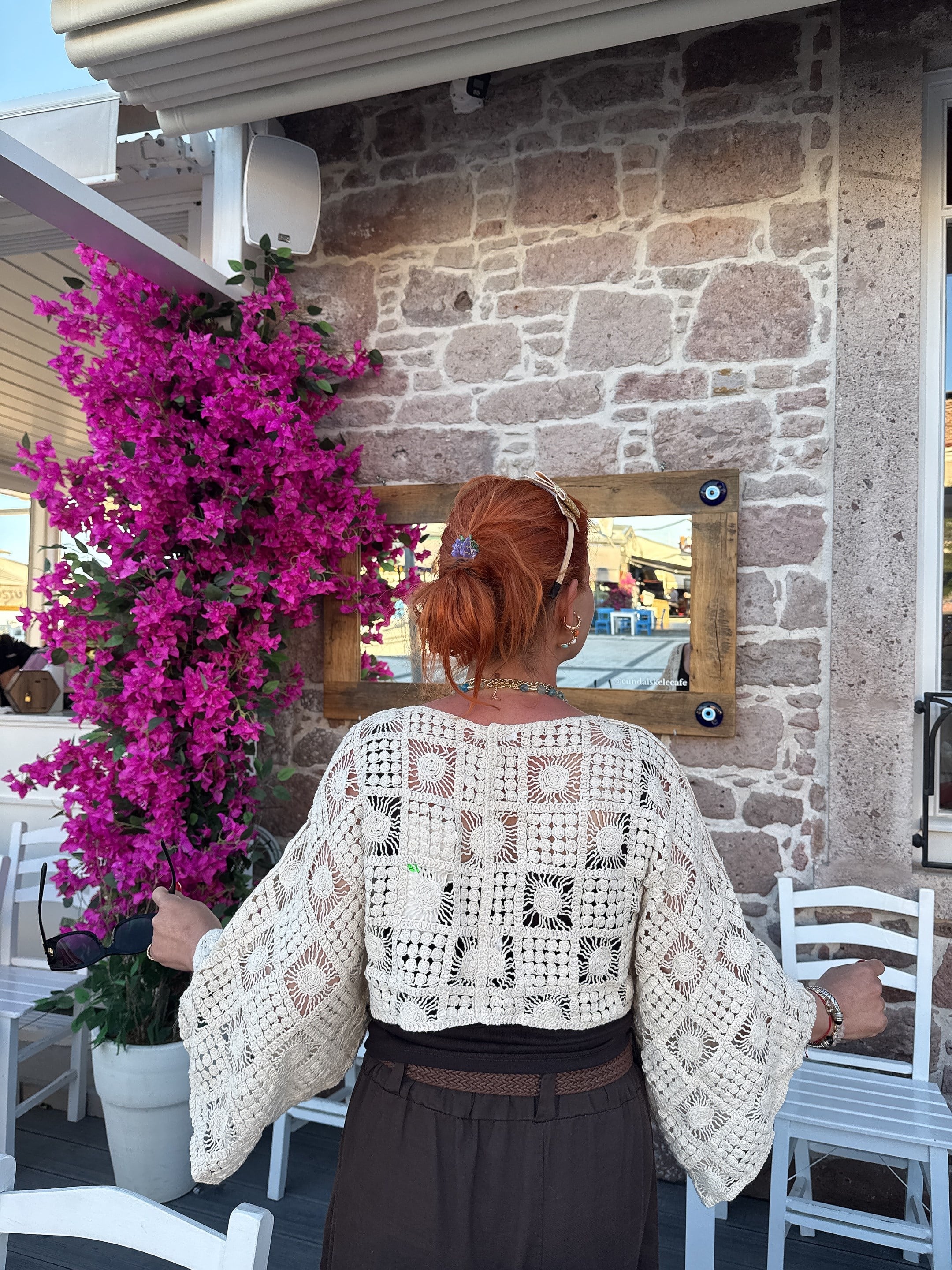 2689 Ithal örme bolero taş renk