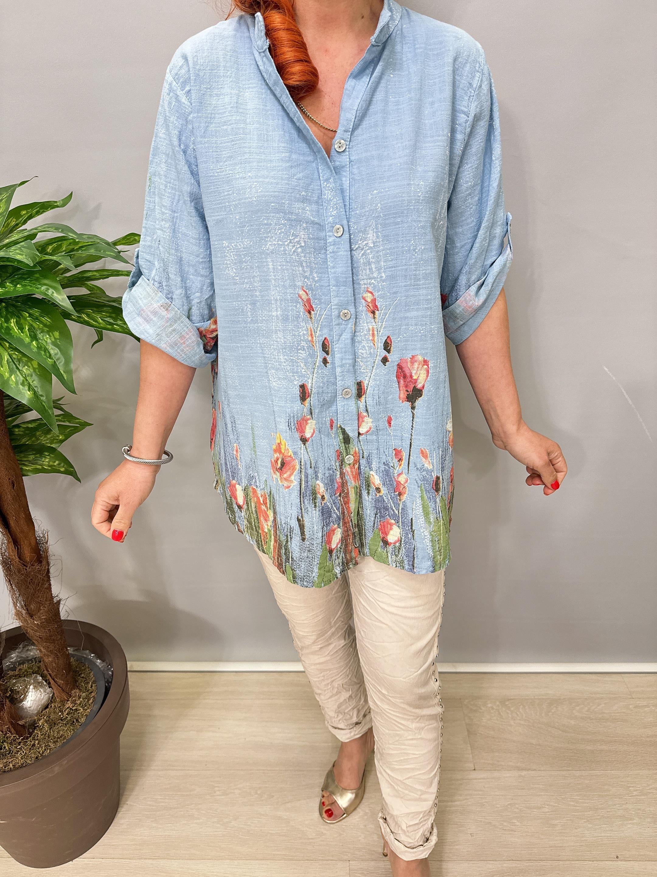 2690 Italyan Pamuklu Gömlek/Ceket Mavi