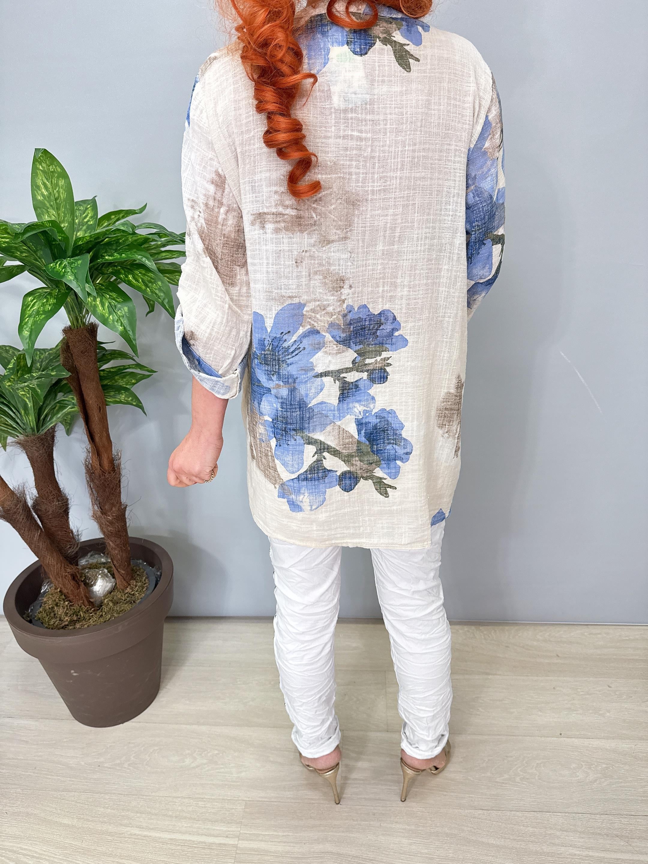 2690 Italyan Payet Detay Pamuklu Gömlek/Ceket Taş