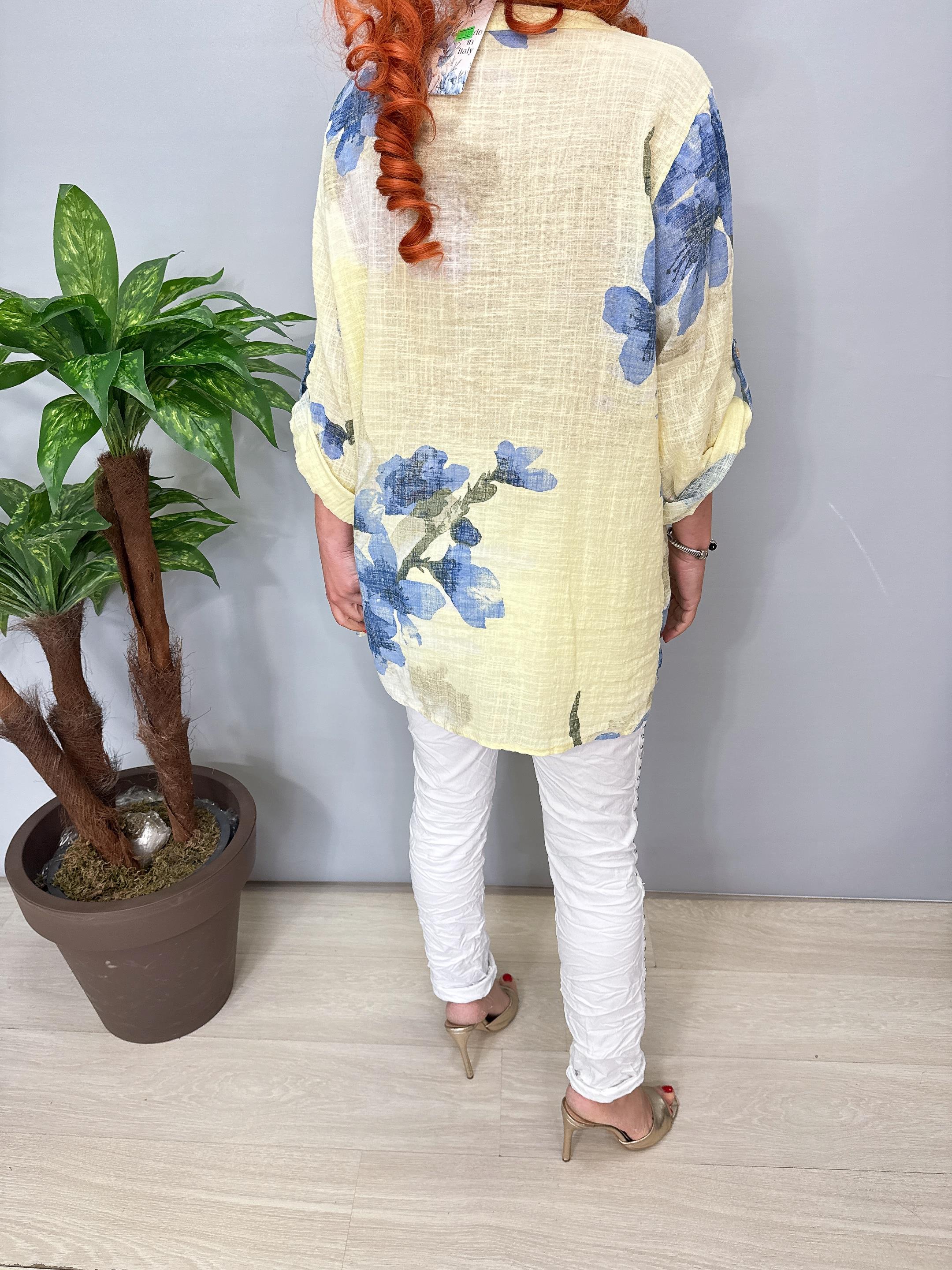 2690 Italyan Payet Detay Pamuklu Gömlek/Ceket Sarı