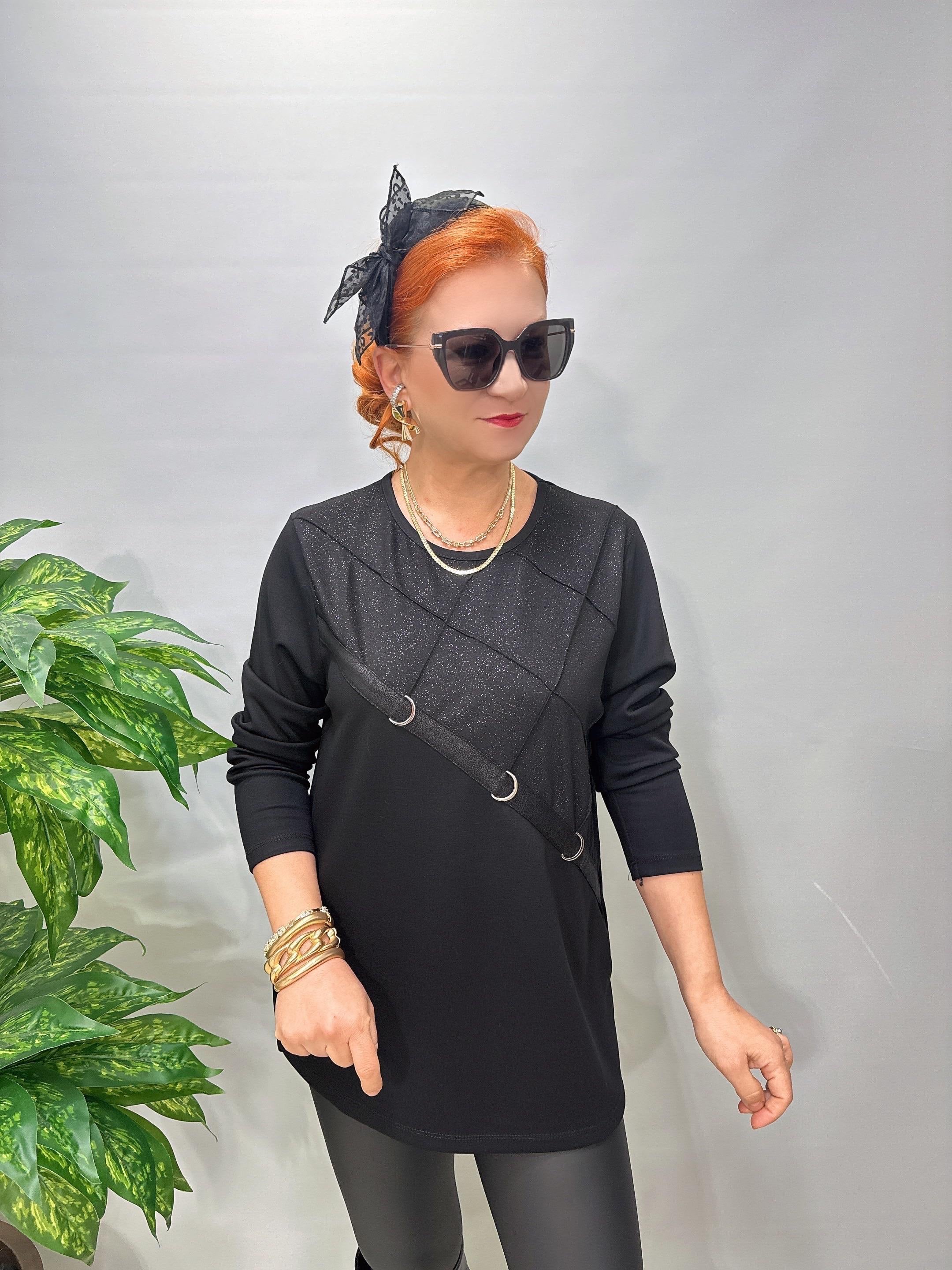 2826 Tasarım Modal Bluz Siyah