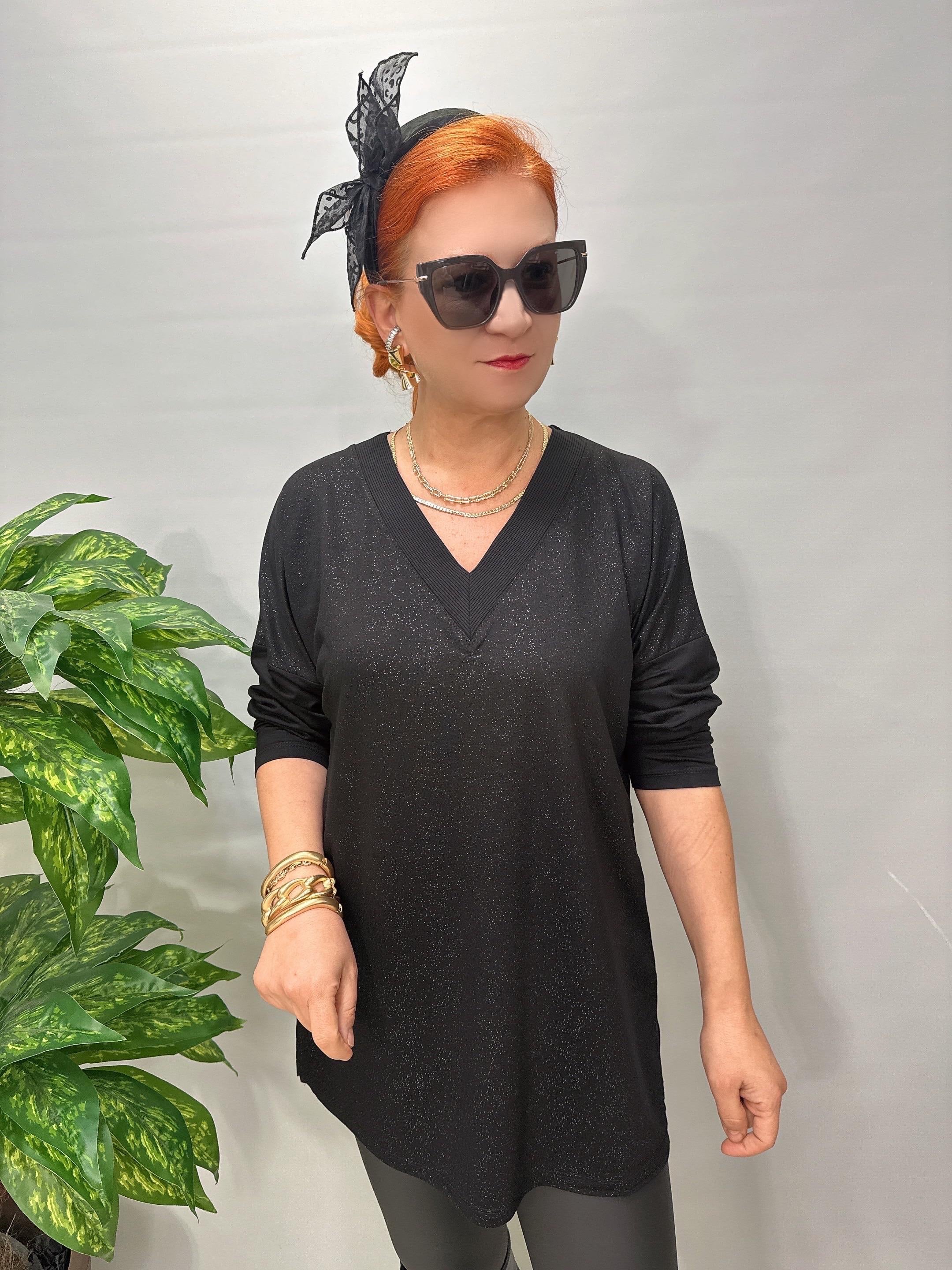 2826 Tasarım Modal Bluz Siyah