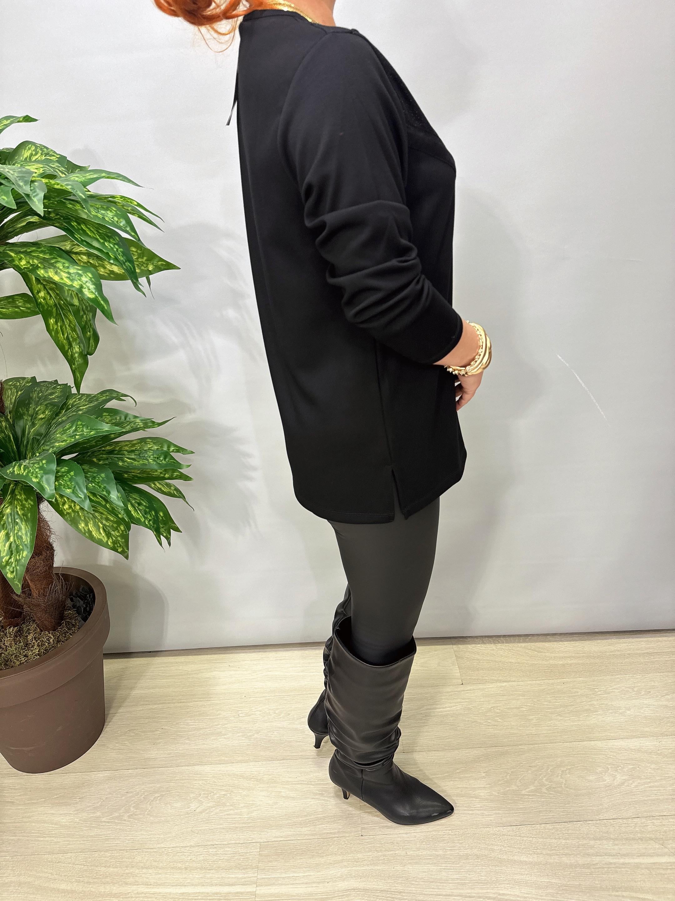 2826 Tasarım Modal Bluz Siyah