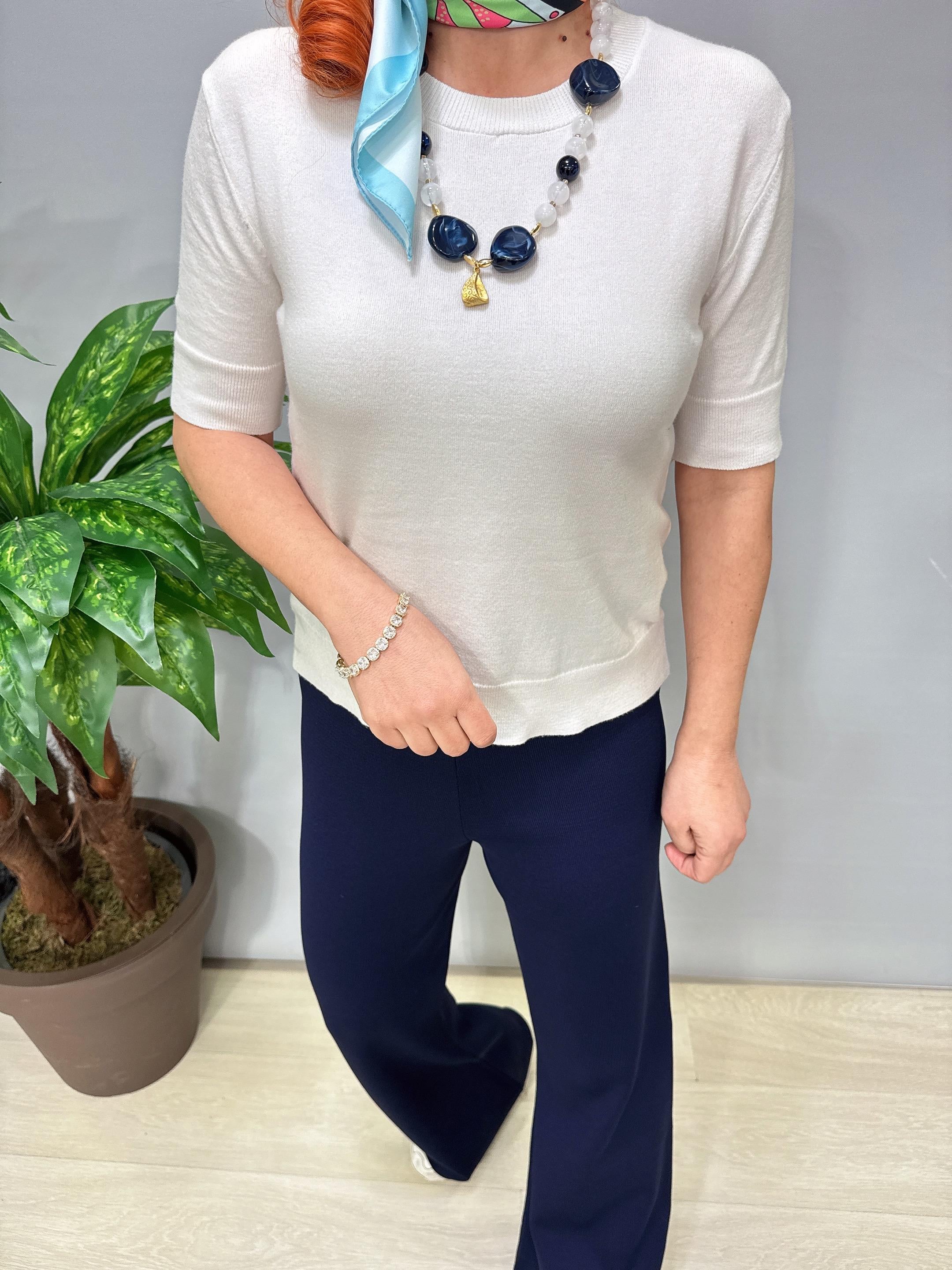 2875 Basic Triko Bluz Beyaz