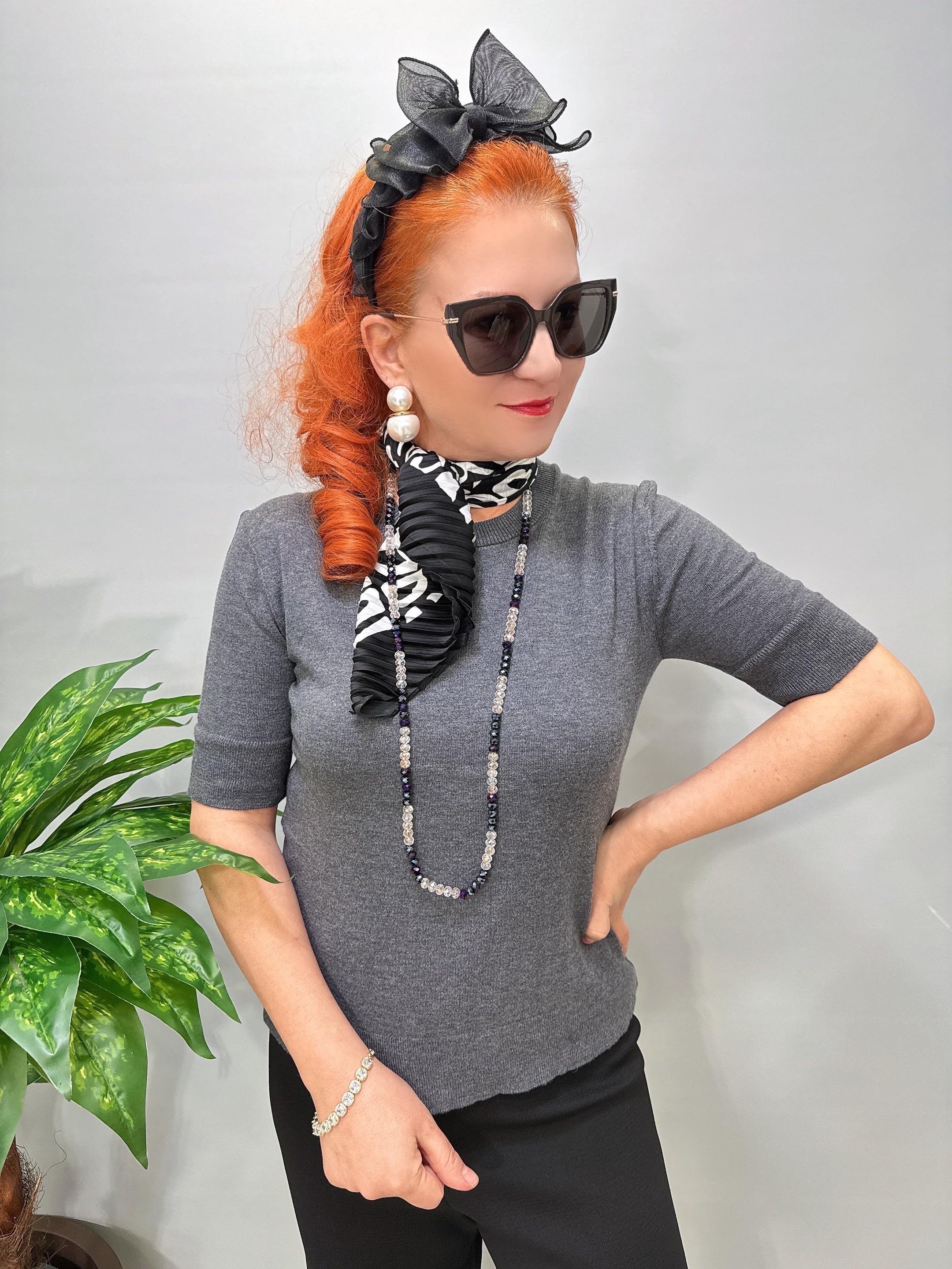 2860 Basic Triko Bluz Gri