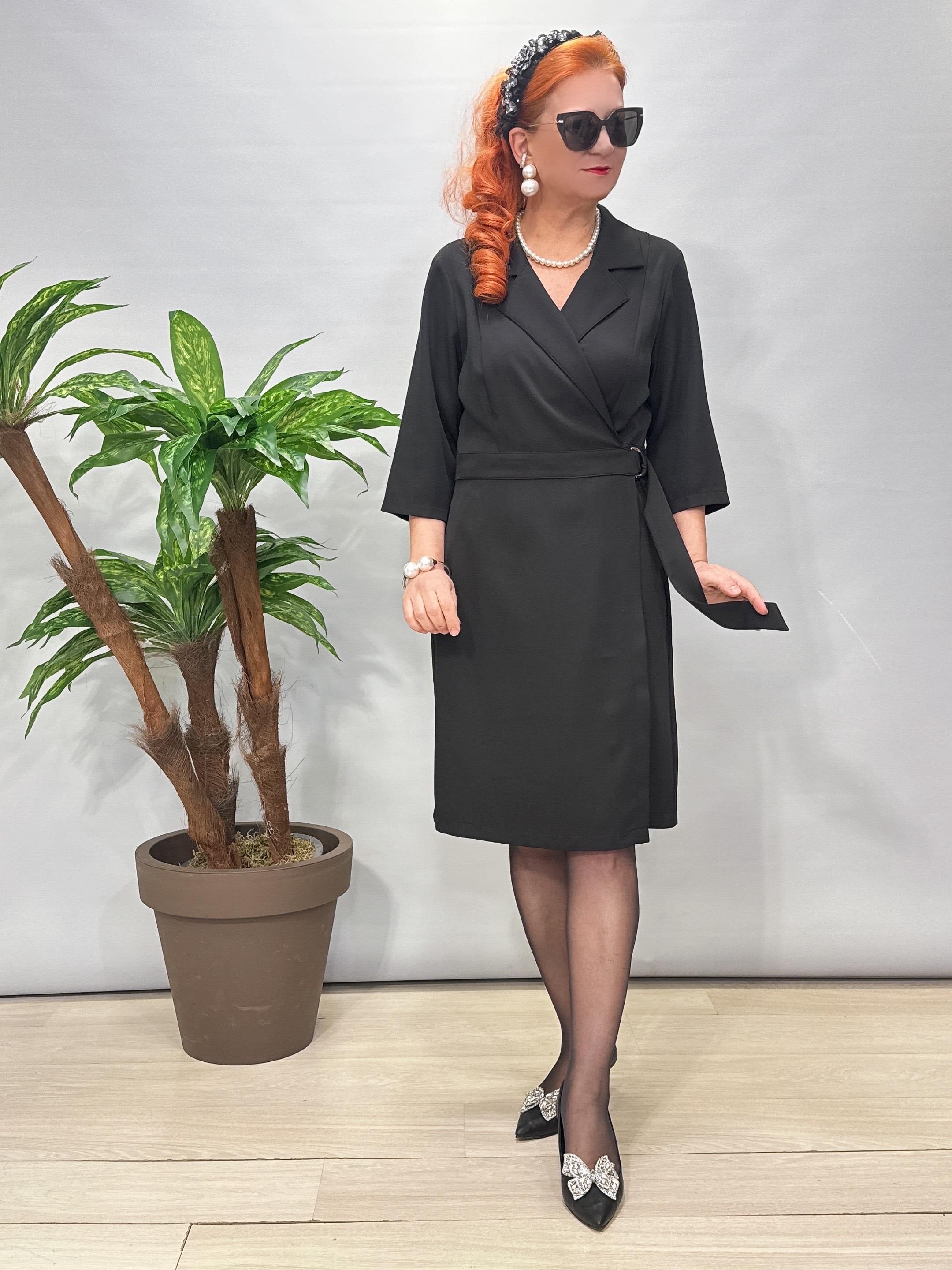 2890 Krep Elbise Siyah