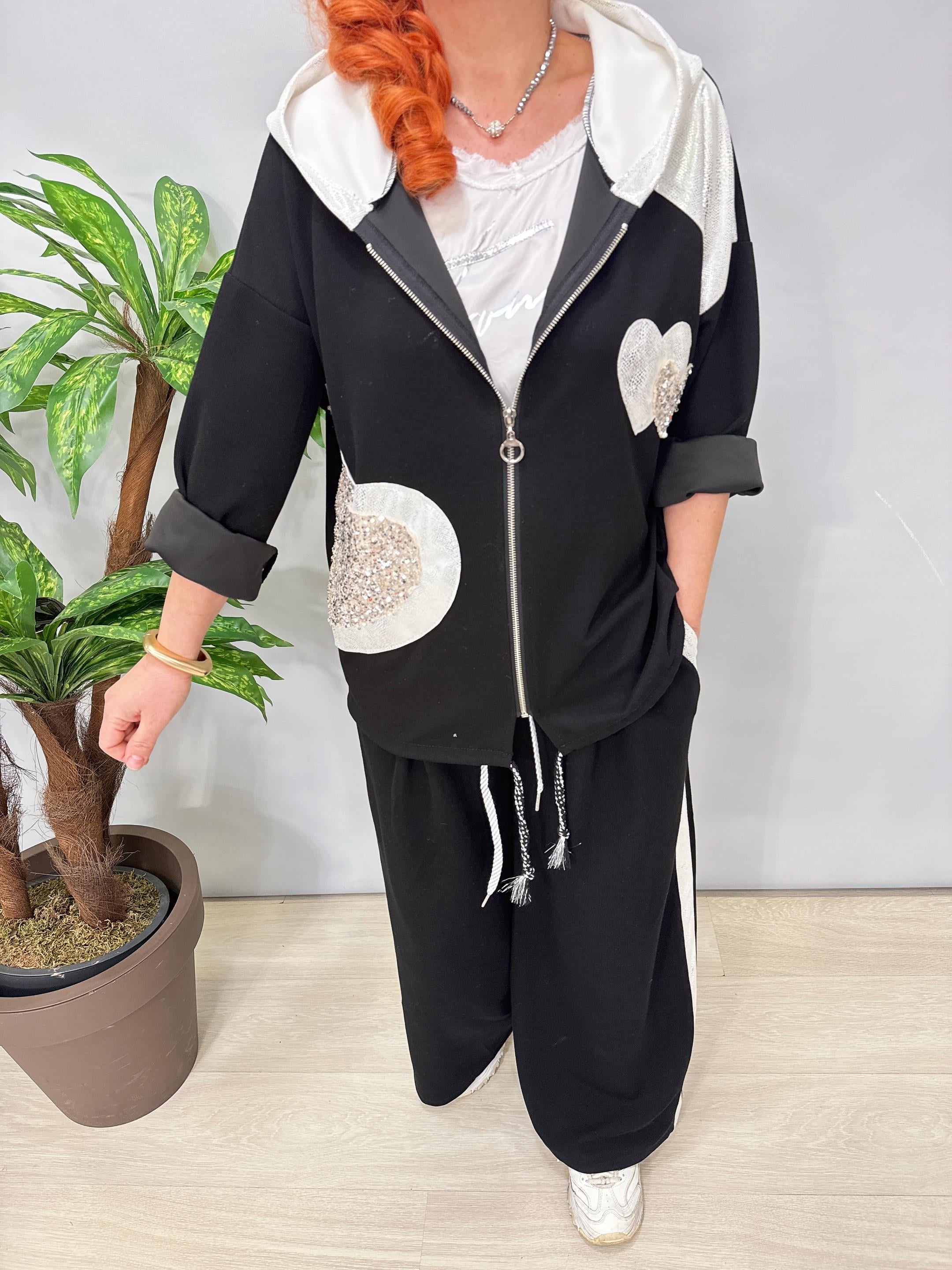 2921 Gümüş Detaylı Premium Takım Siyah 