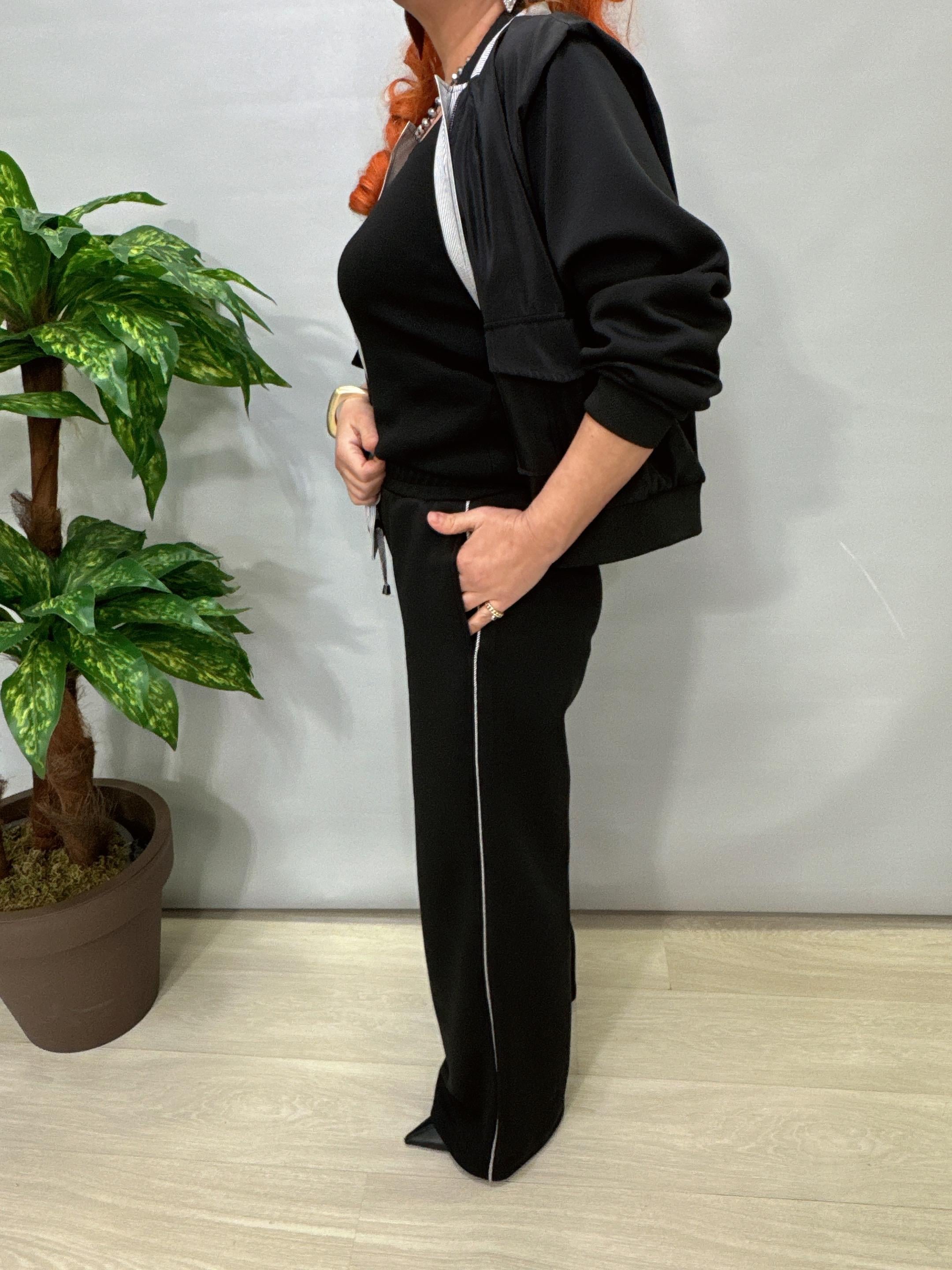 3018 1 Beden Küçük Alınız Modal Palazzo Takım Siyah