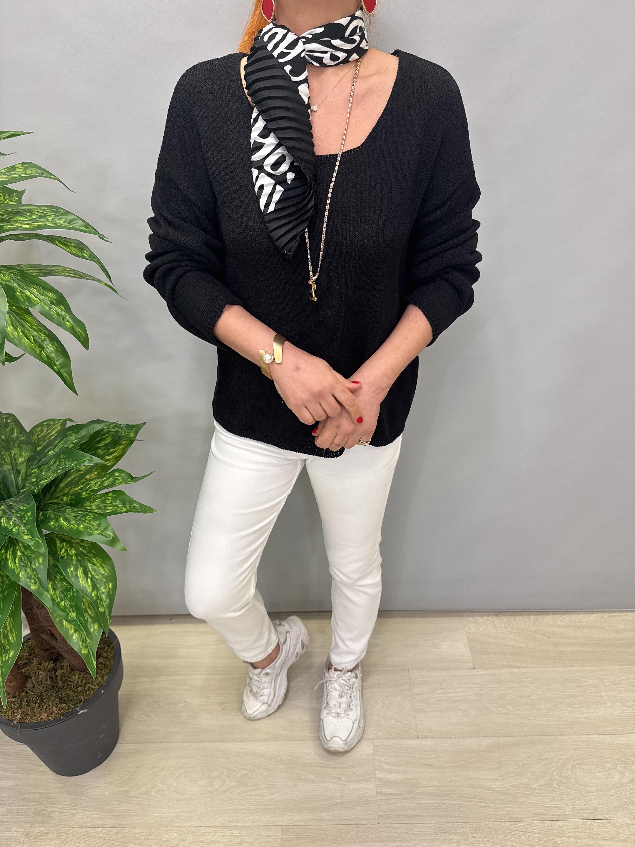 3020 DİLVİN MERSERİZE BLUZ SİYAH