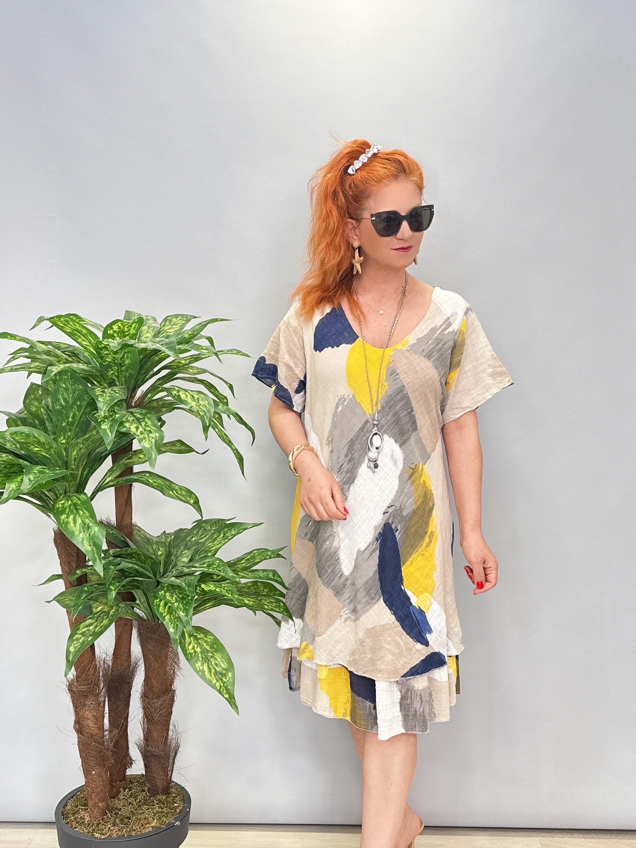 3040 İTALYAN PAMUKLU ELBİSE TAŞ