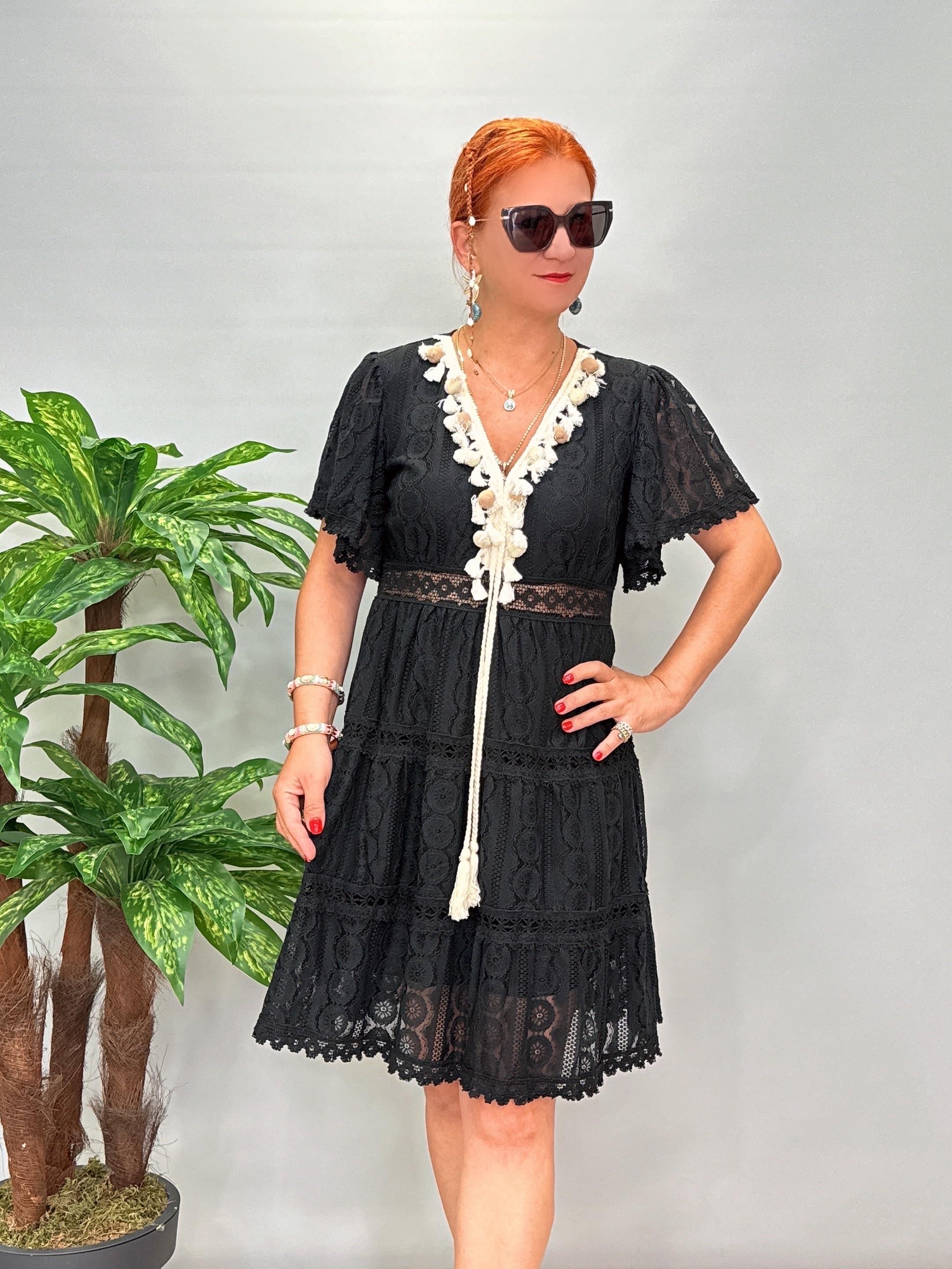 3044 Fisto Detay Elbise Siyah 