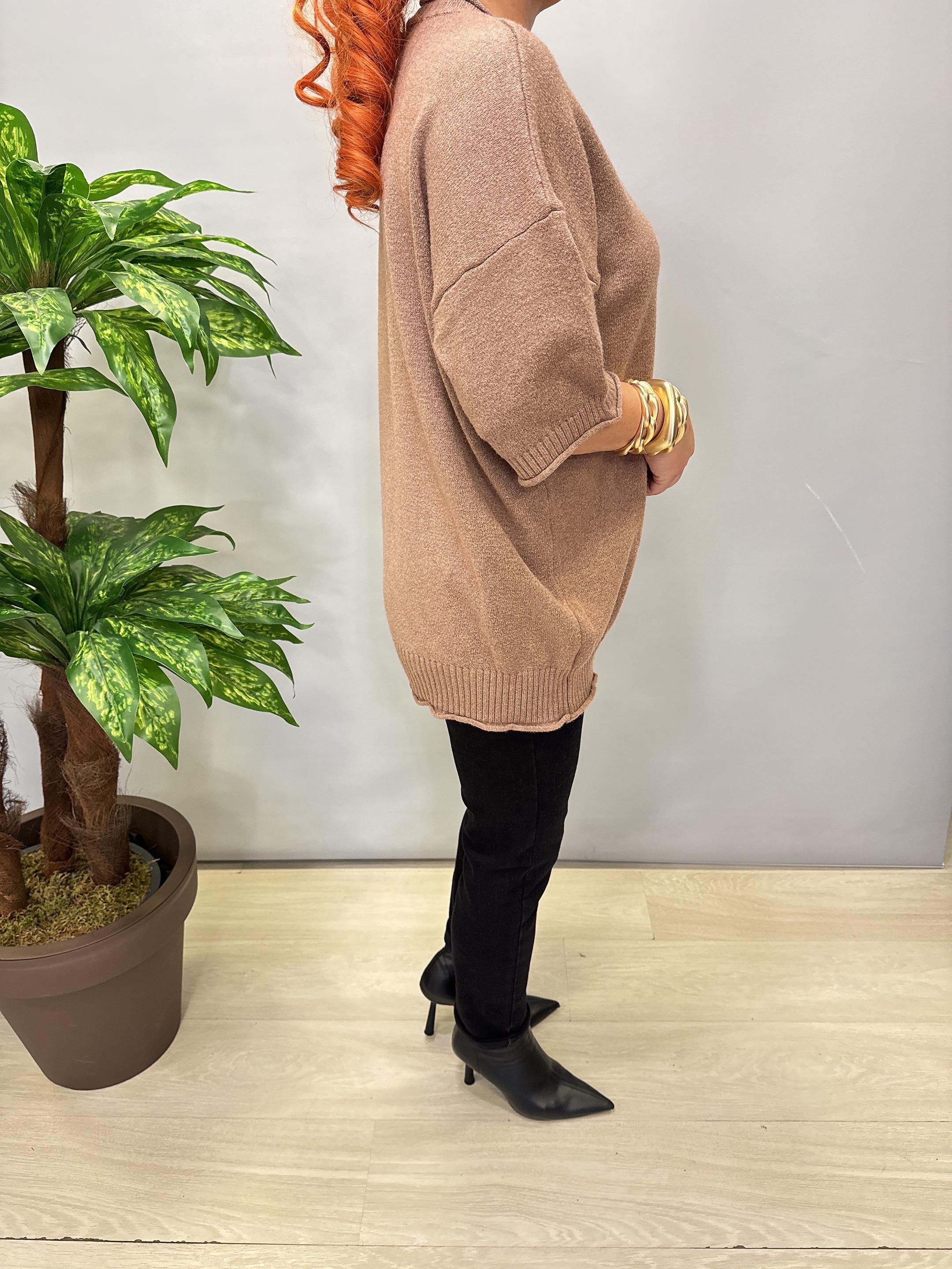 3240 Etek Ucu Volan Detay Angora Triko Camel