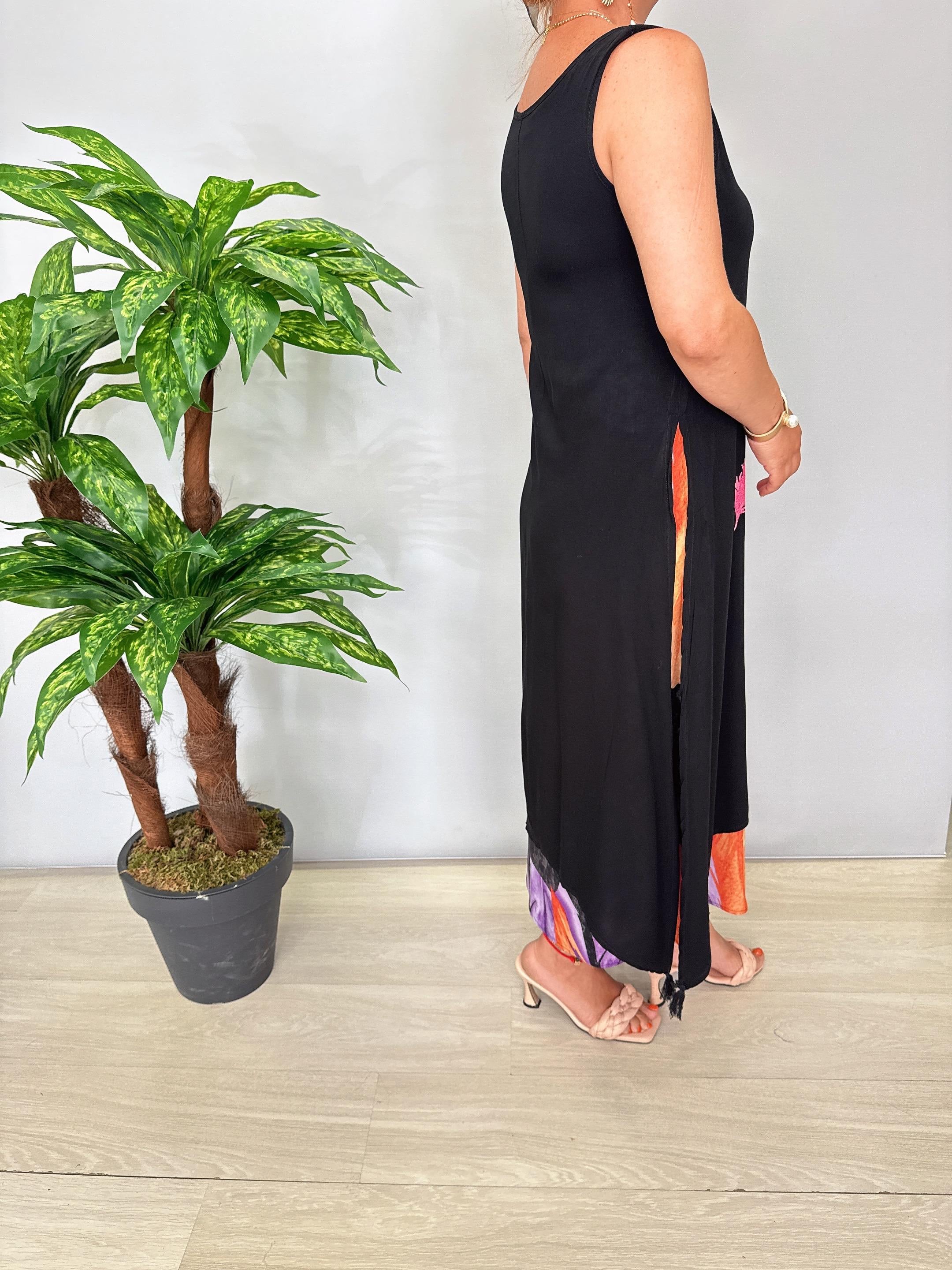 3245 Desenli Elbise Siyah