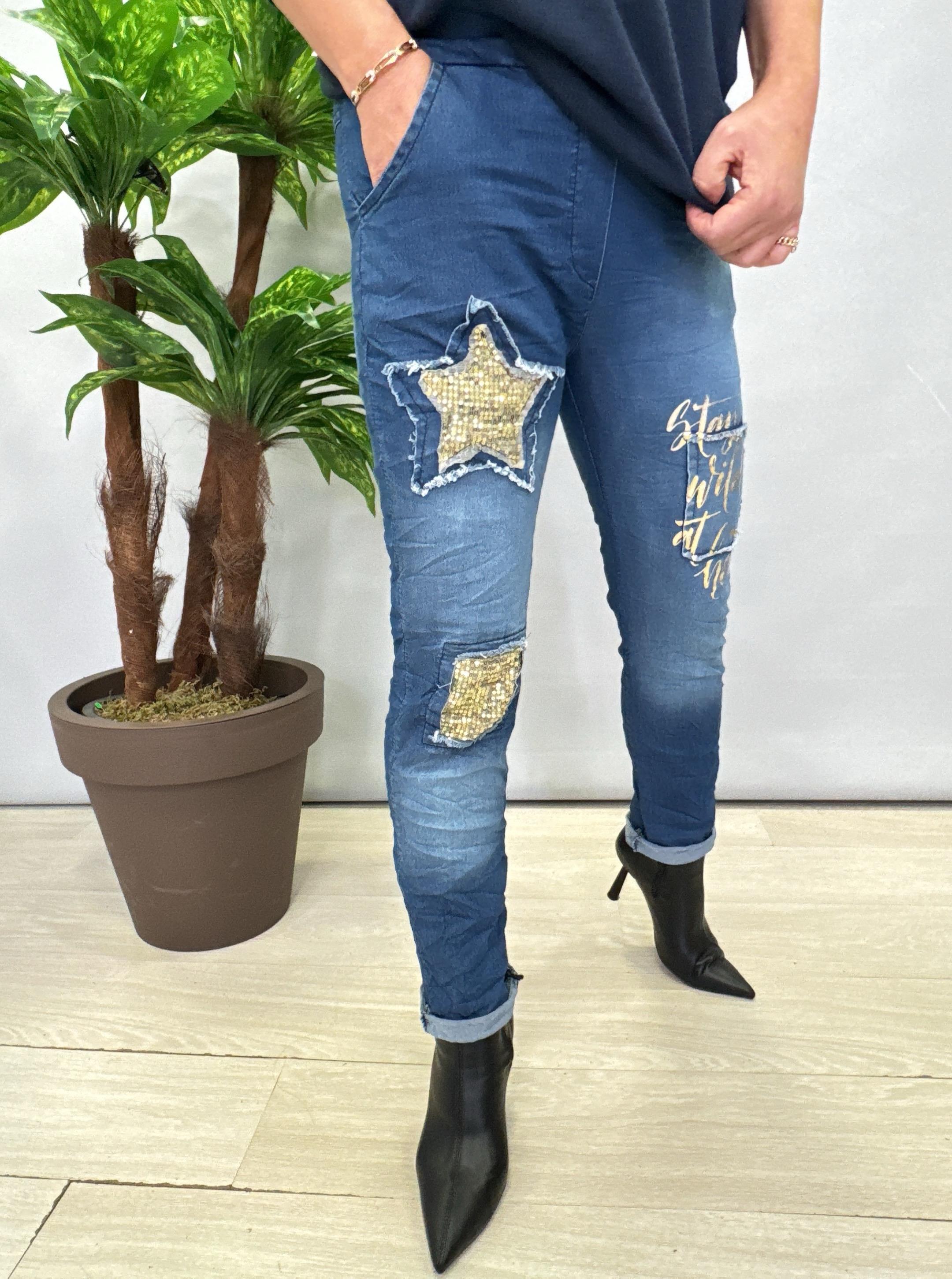 3264  Italyan Pantolon Yıldız Desenli