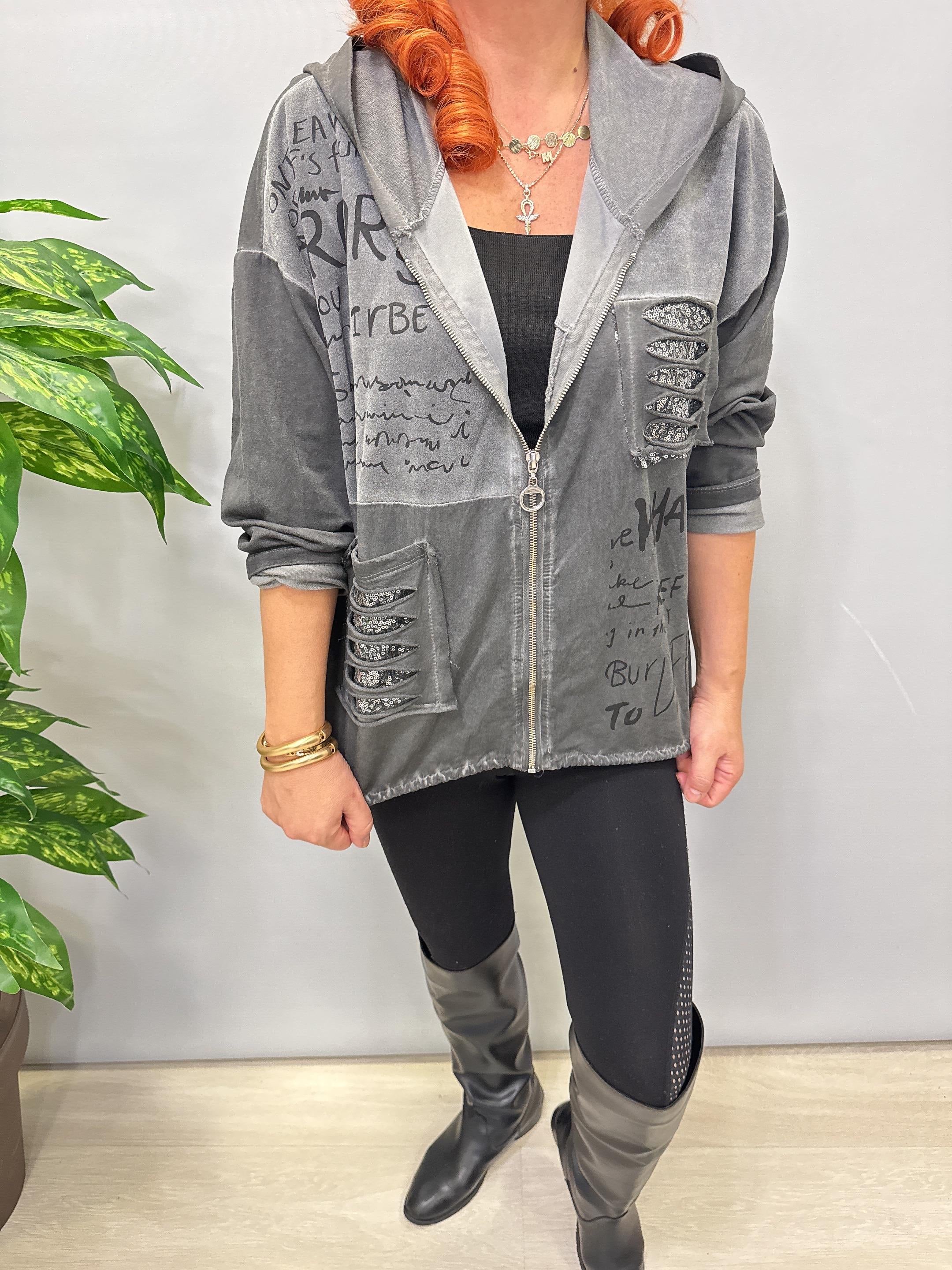 3311 Italyan Sweat Ceket Antrasit