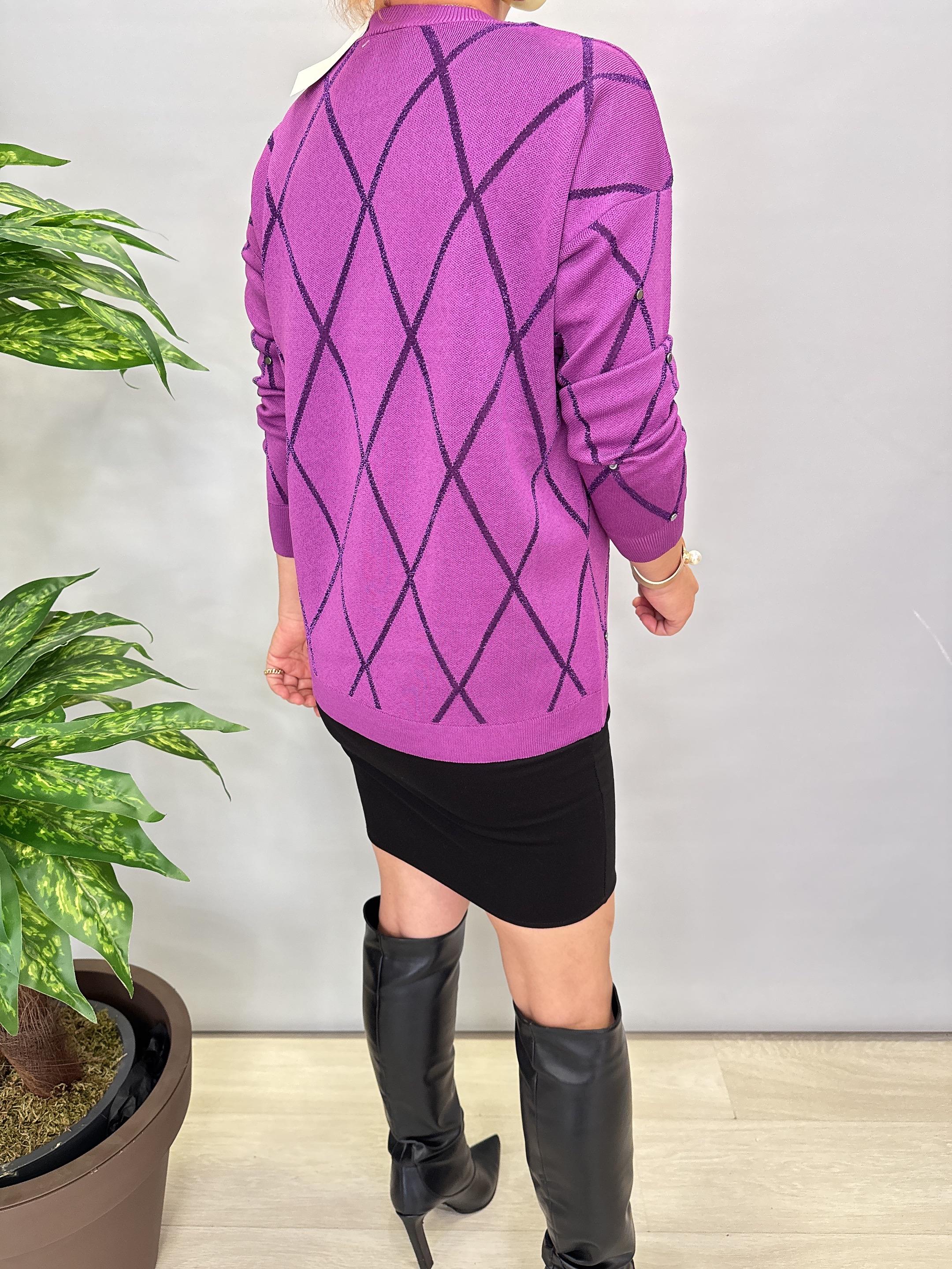 3554 Trok Detaylı Triko Mor