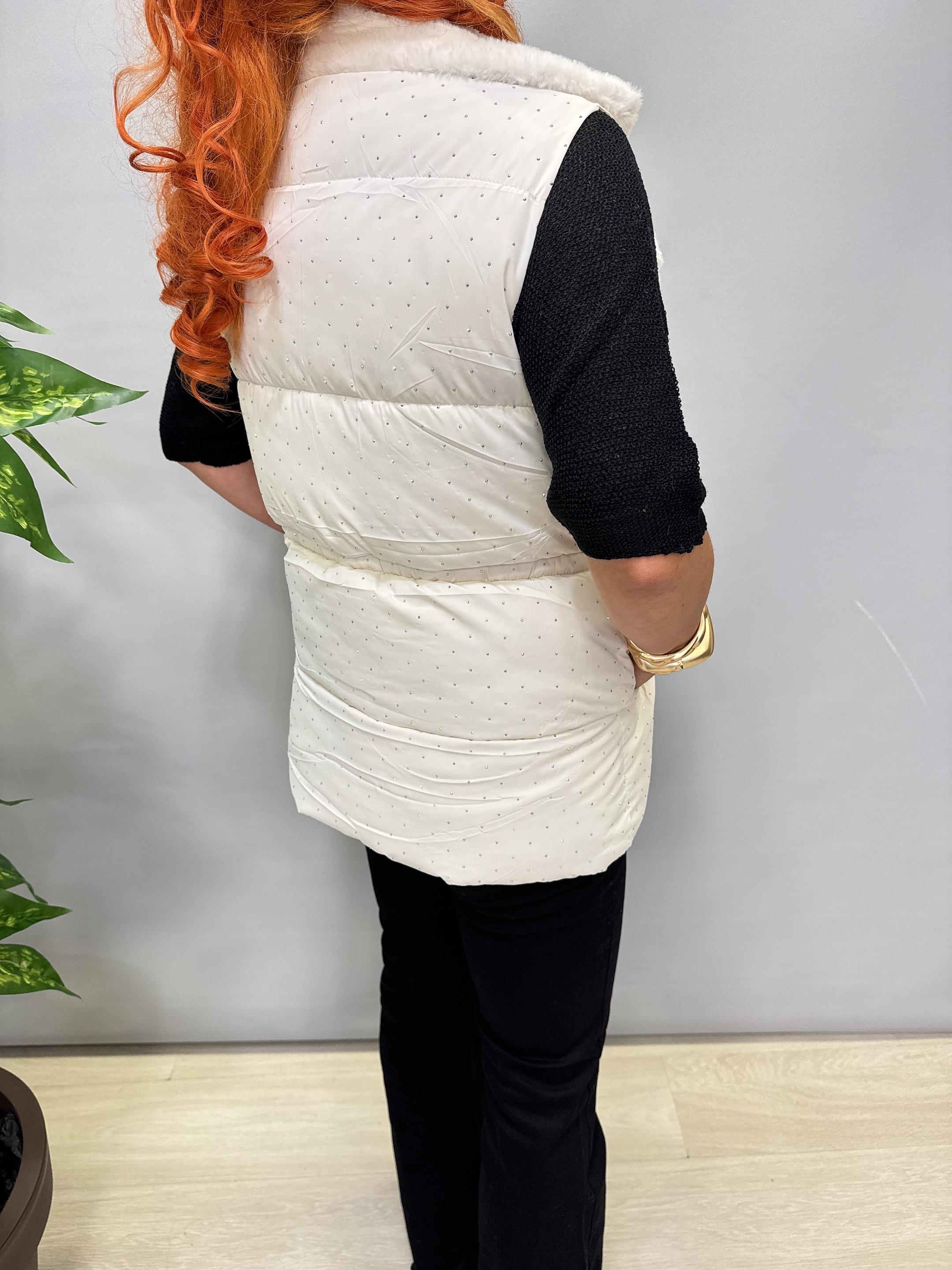 3570 Taş Detay Şişme Yelek Ekru