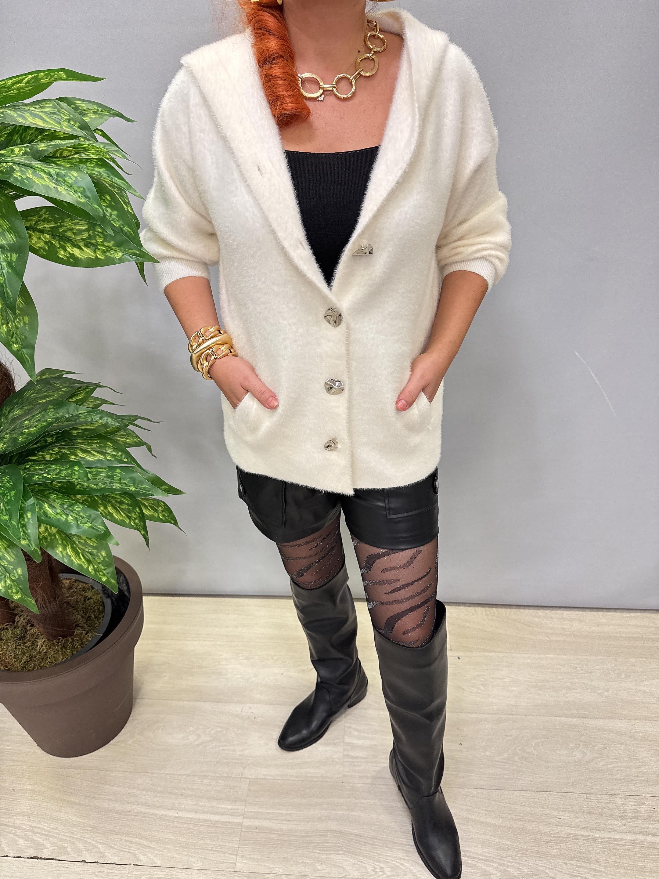 3674 Angora Hırka Ceket Ekru