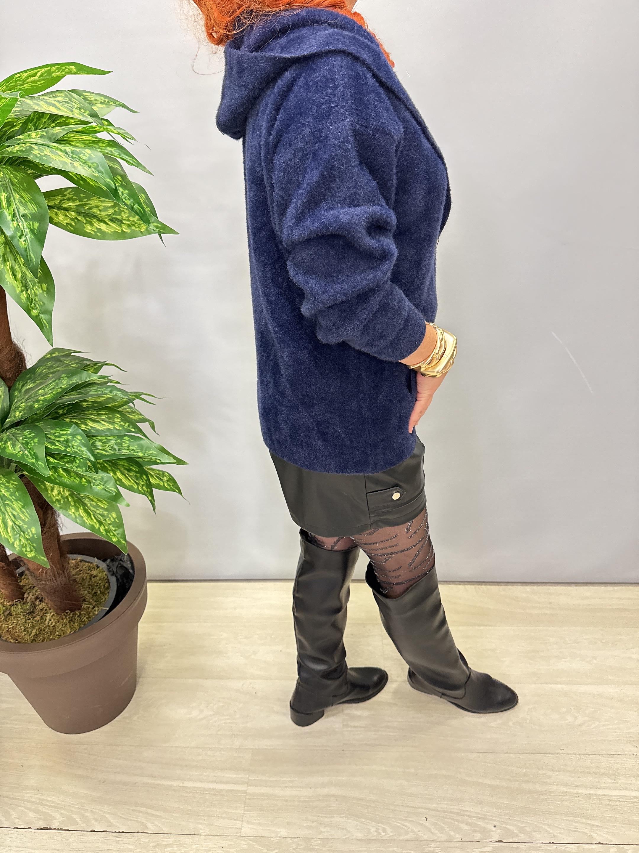 3674 Angora Hırka Ceket Lacivert