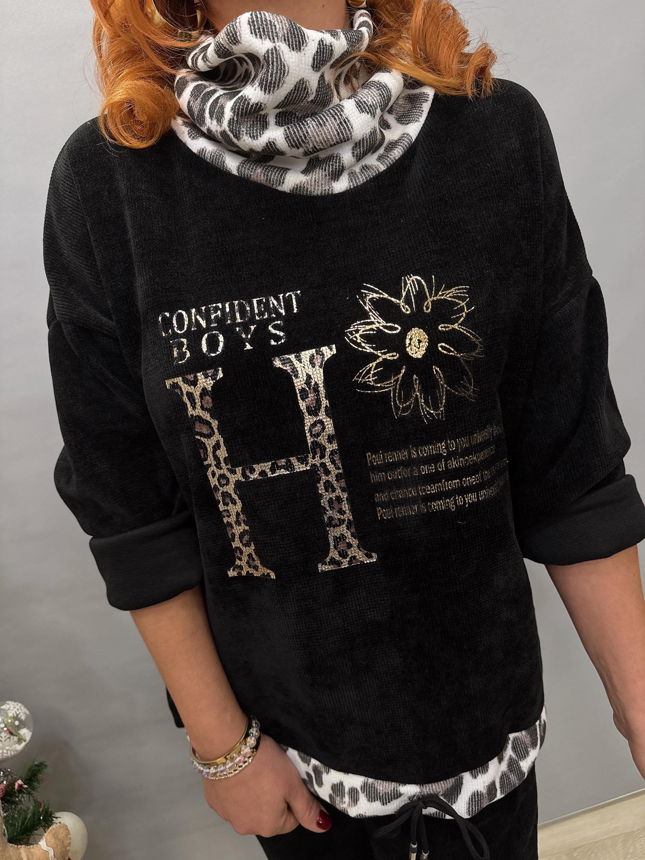 3698 İTALYAN ŞÖNİL KADİFE BLUZ SİYAH