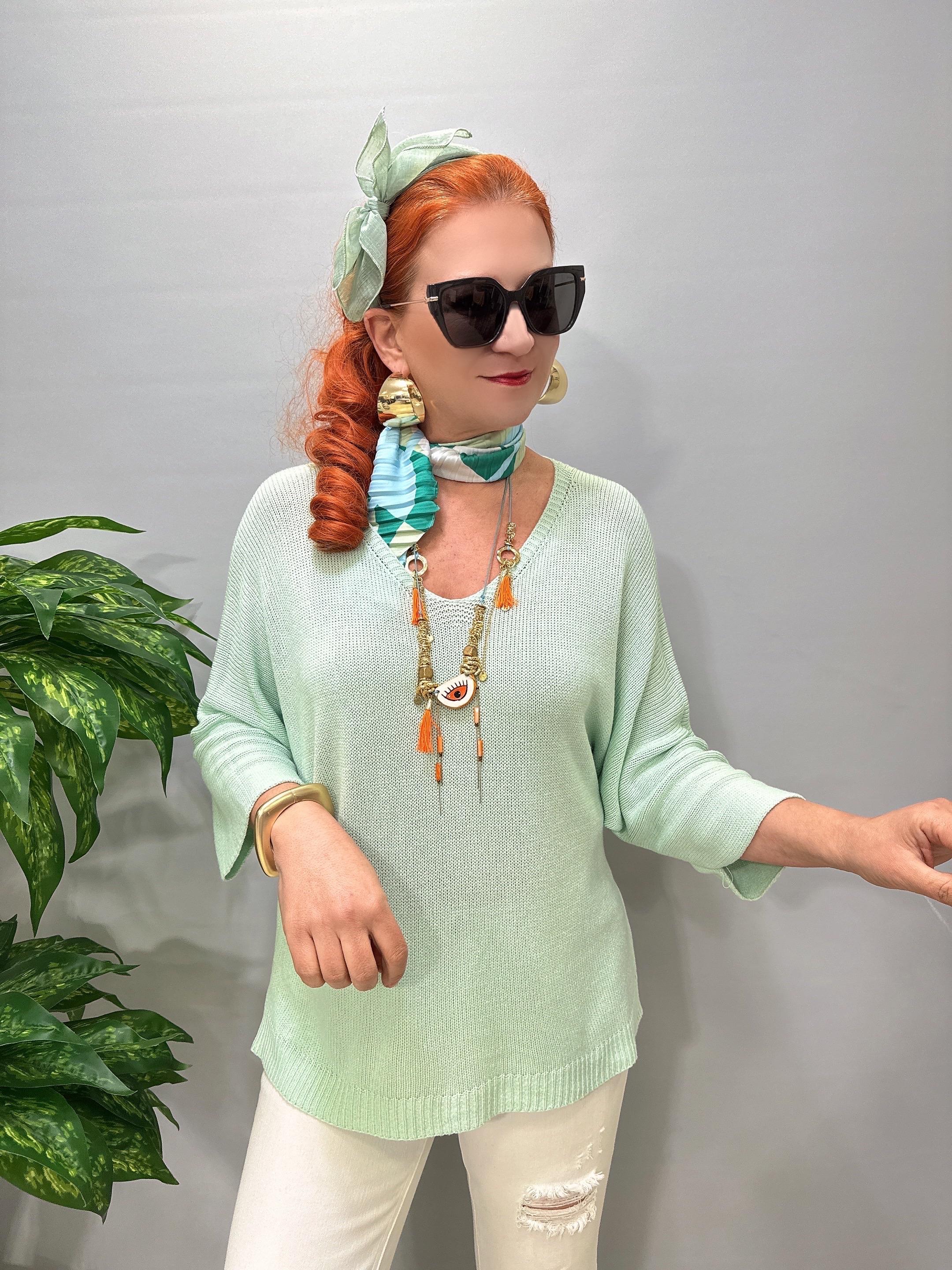 3690 Italyan Merserize Triko Bluz Mint