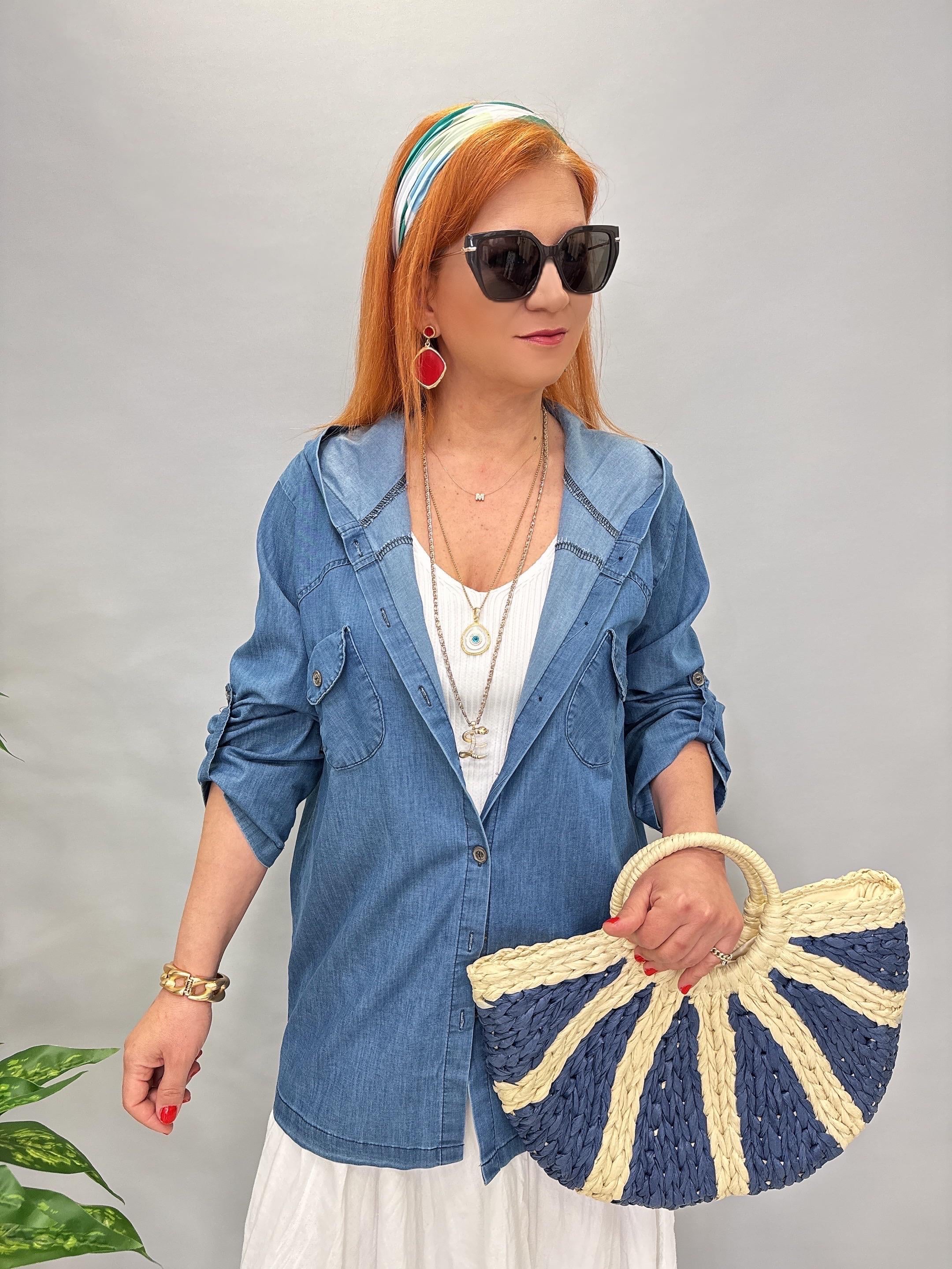 4018 İnce Tensel Kot Ceket Mavi 