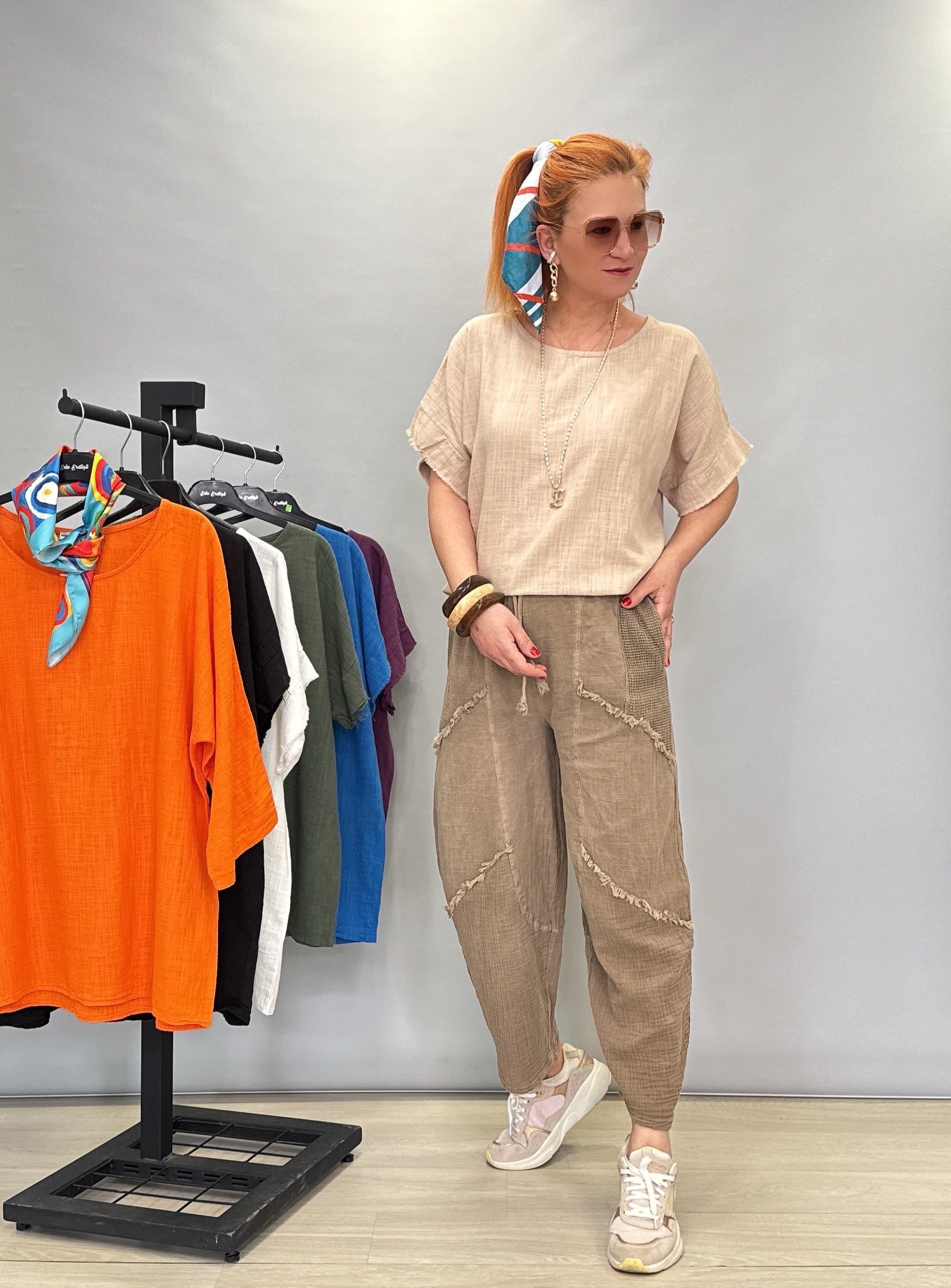 MNS 4022  PAMUKLU ŞALVAR PANTOLON VİZON