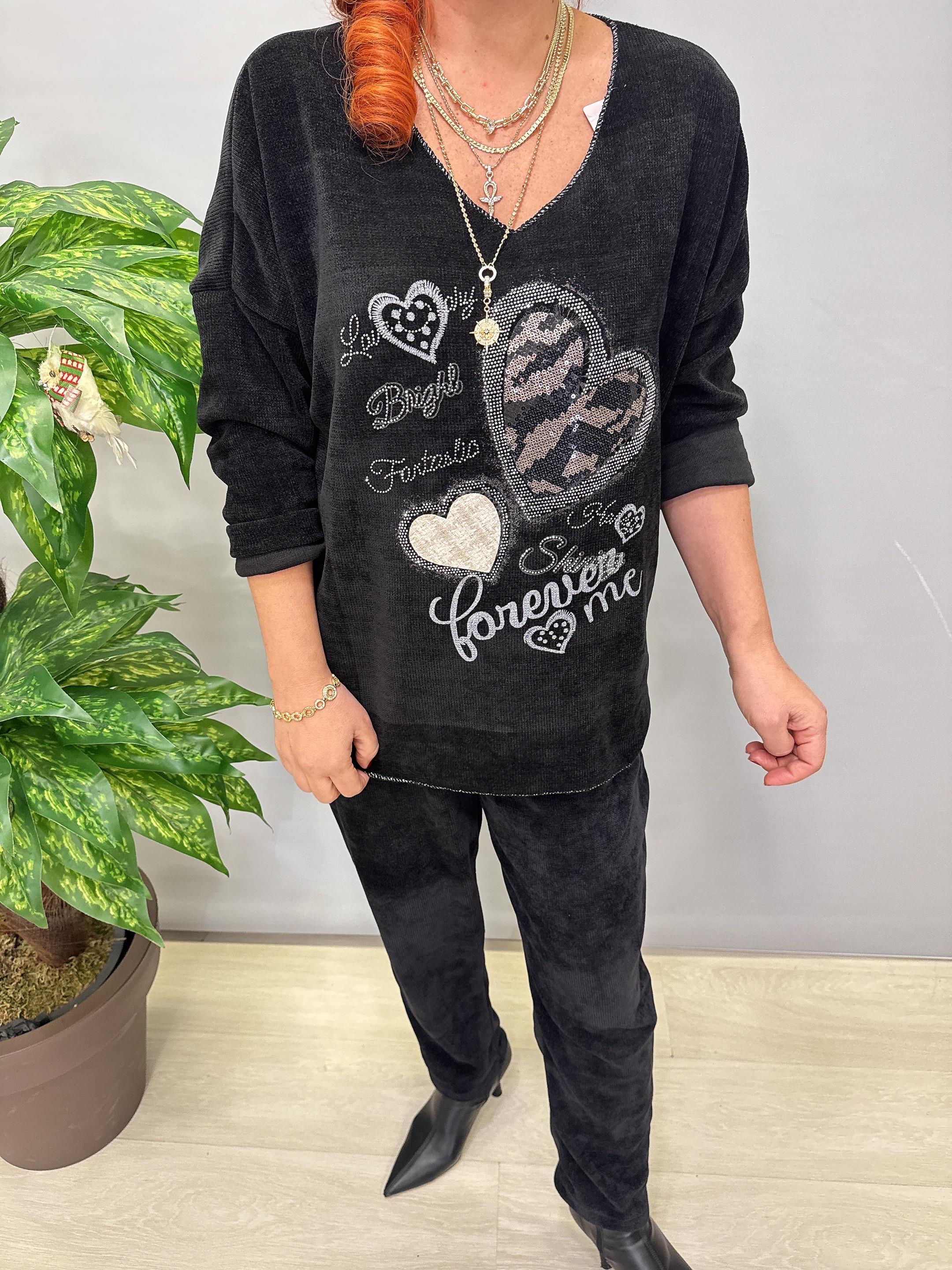 4375 Şönil Kadife Bluz Siyah