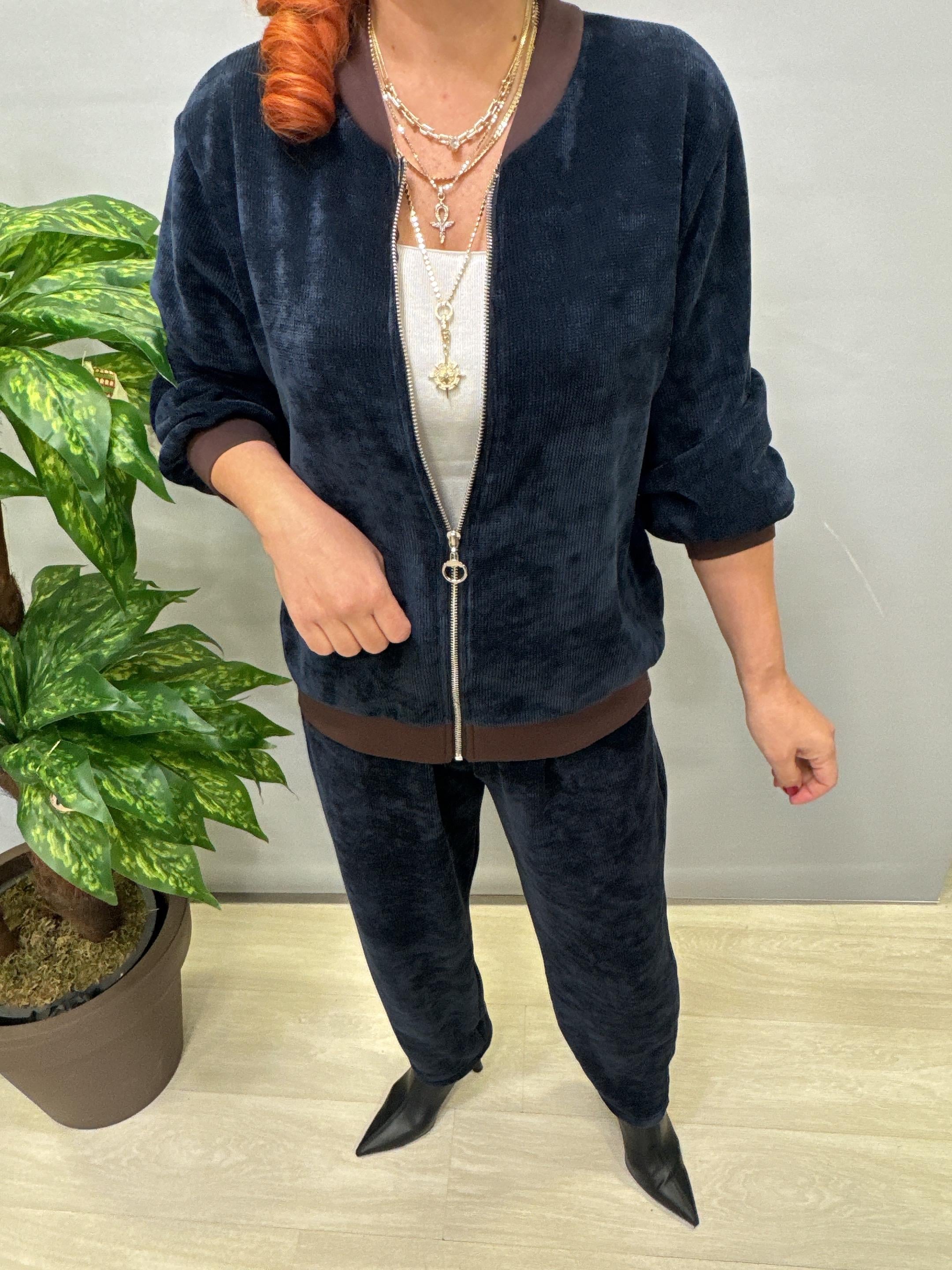 4375 Şönil Kadife Bomber Ceket Lacivert 