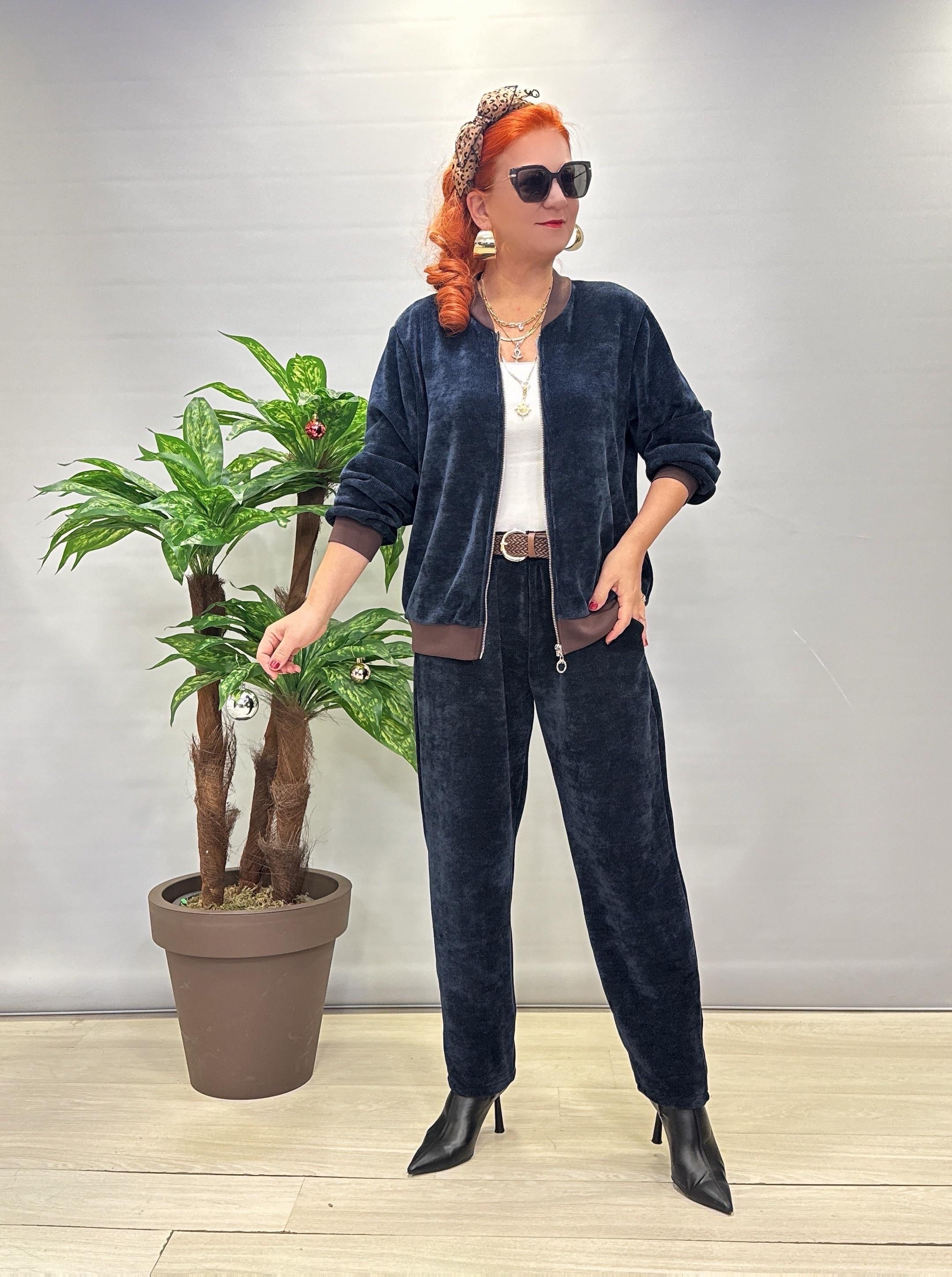 4375 Şönil Kadife Bomber Ceket Lacivert 