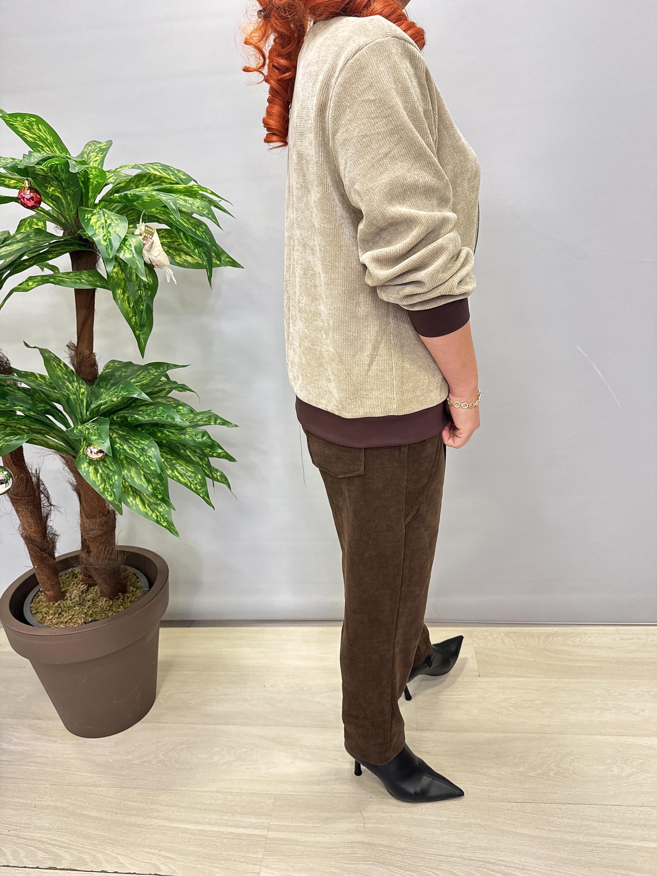 4375 Şönil Kadife Bomber Ceket Taş