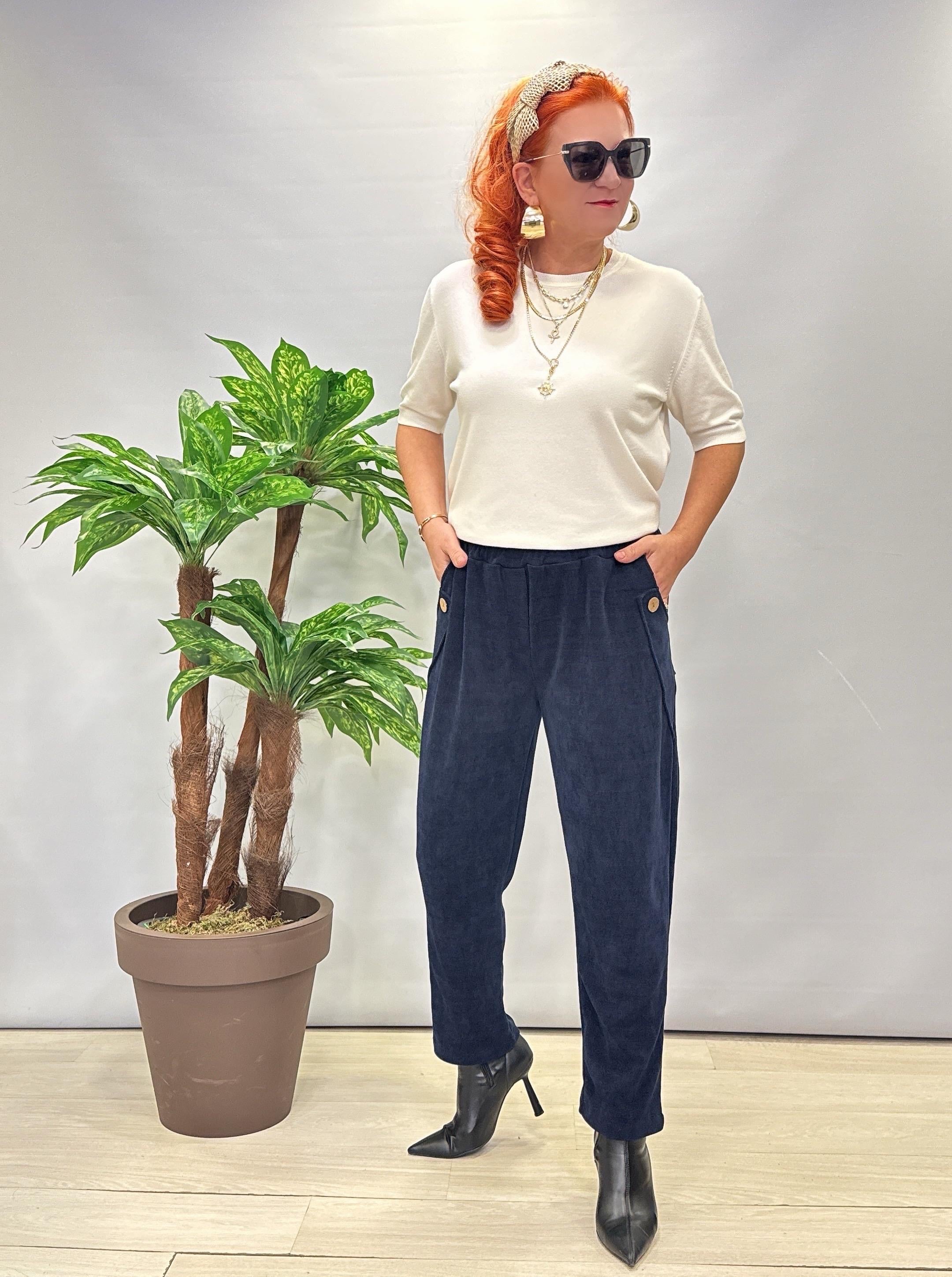 4375 Şönil Kadife Pantolon Lacivert